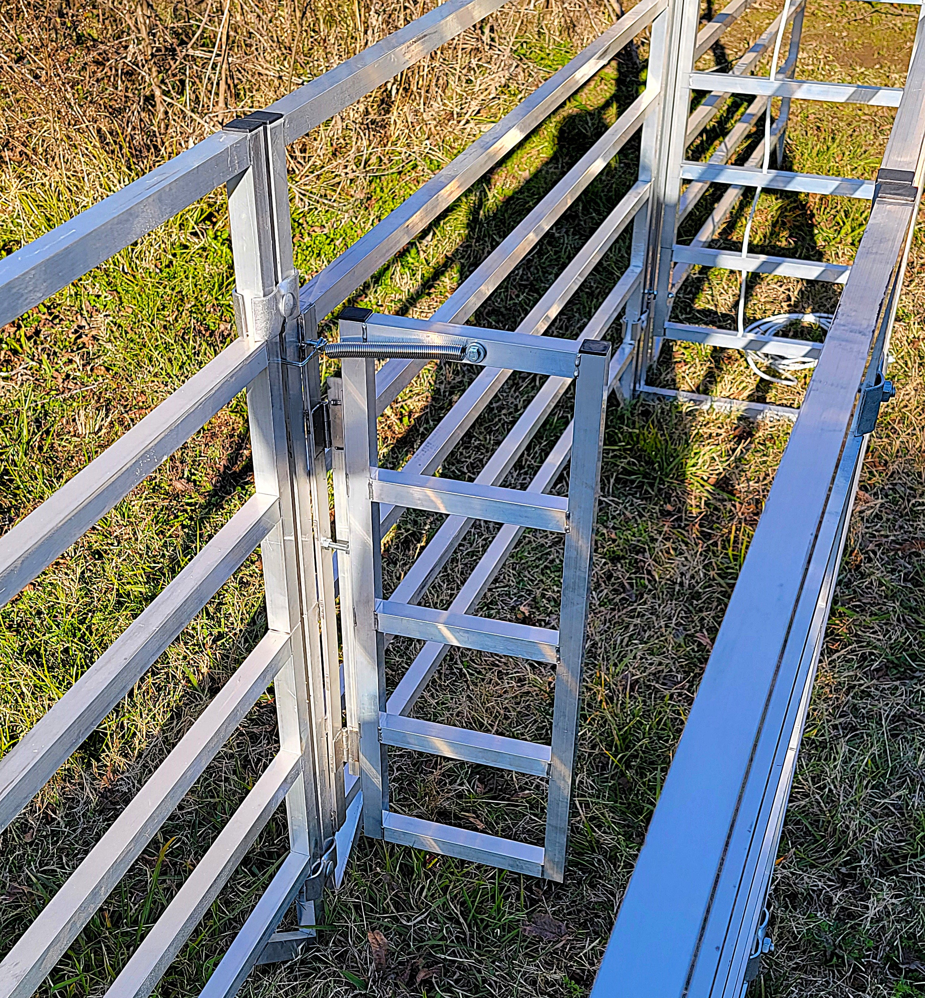 Aluminum Sheep and Goat Anti-Backup Gate - Heavy Duty Livestock Sorting Alley & Pen System for Farm, Ranch, and Dairy Use