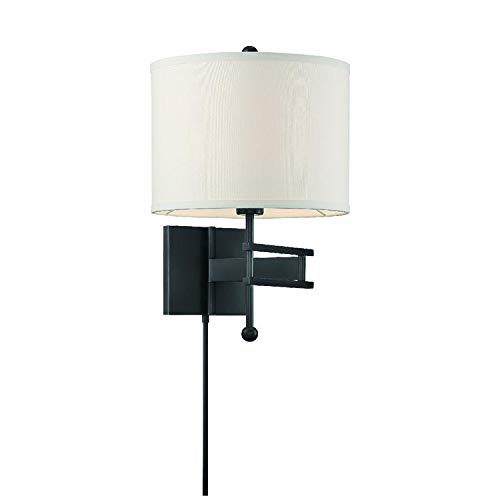 Crystorama Marshall 1-Light Matte Black Wall Sconce - Modern Task Lighting for Bedroom, Hallway & Office Decor
