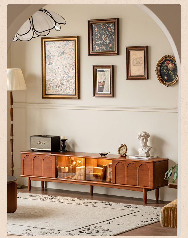 Antique Style Poplar Solid Wood TV Stand - Rustic Entertainment Center for Living Room, Bedroom & Home Theater