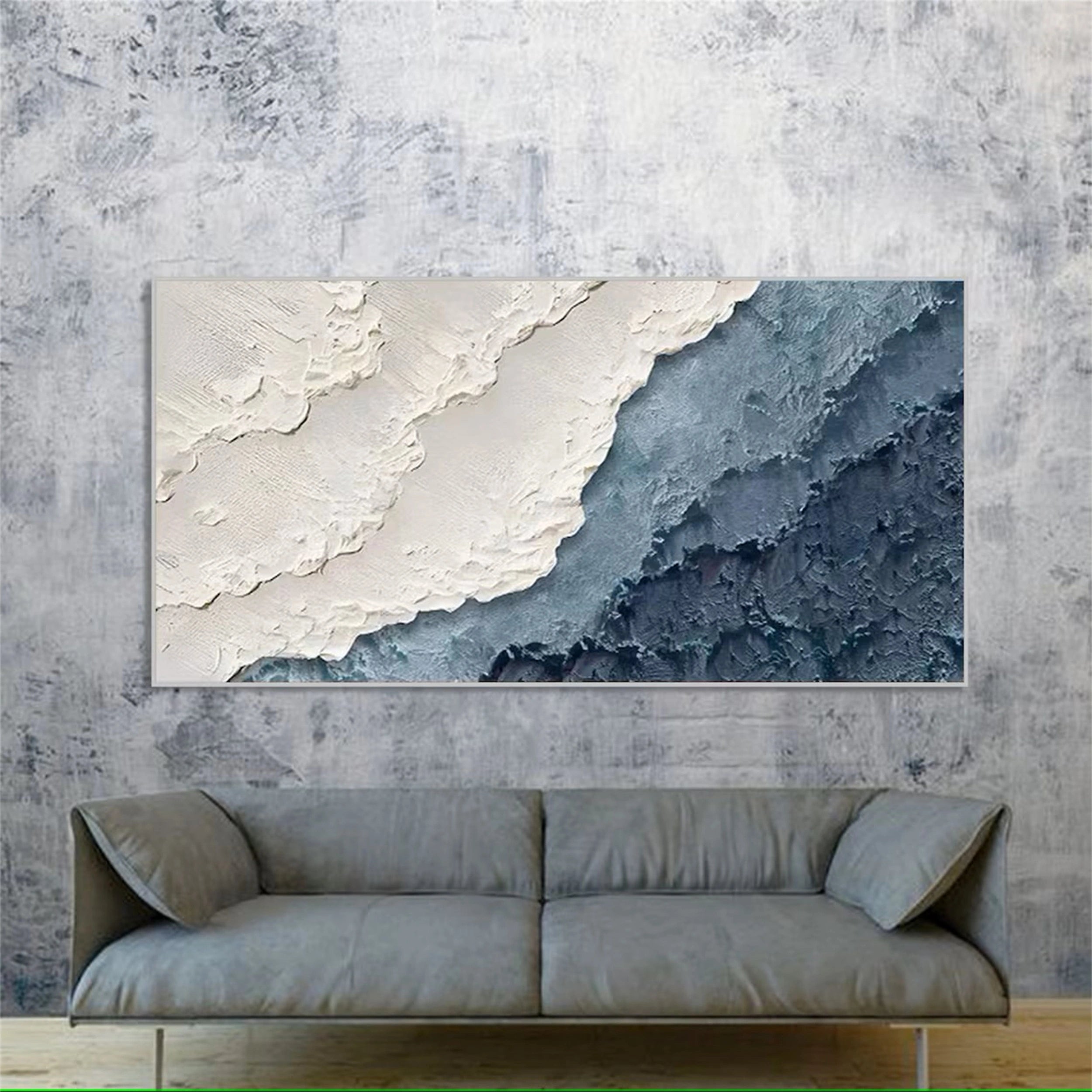 Ocean and Sky Painting #OS 060 - Handmade Canvas Wall Art for Home & Office Decor - Perfect for Living Room, Bedroom, or Office Wall Decor