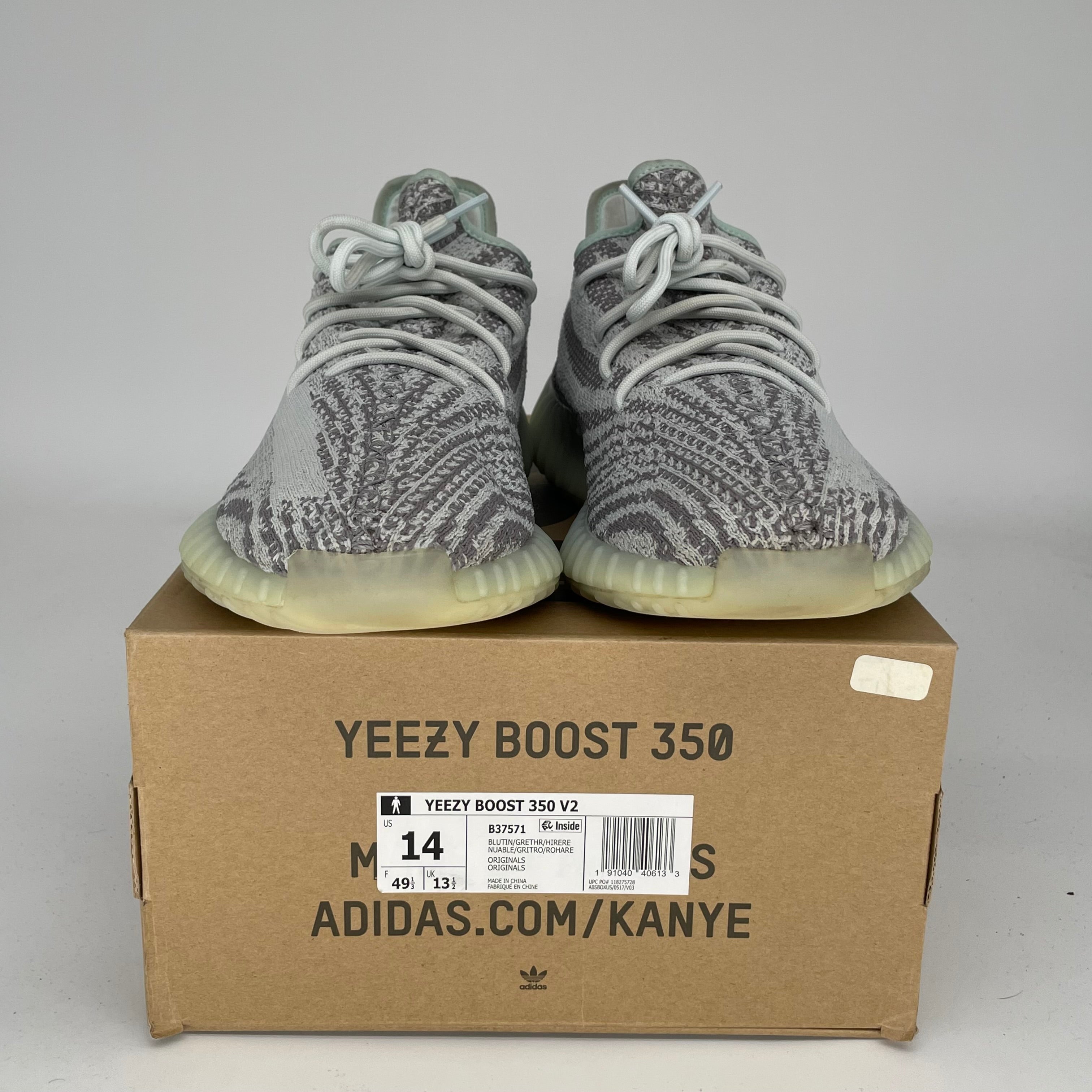 Adidas Yeezy Boost 350 V2 Blue Tint Sneakers - Men's Size 14 [B37571] | Comfortable Running Shoes for Casual Wear & Street Style