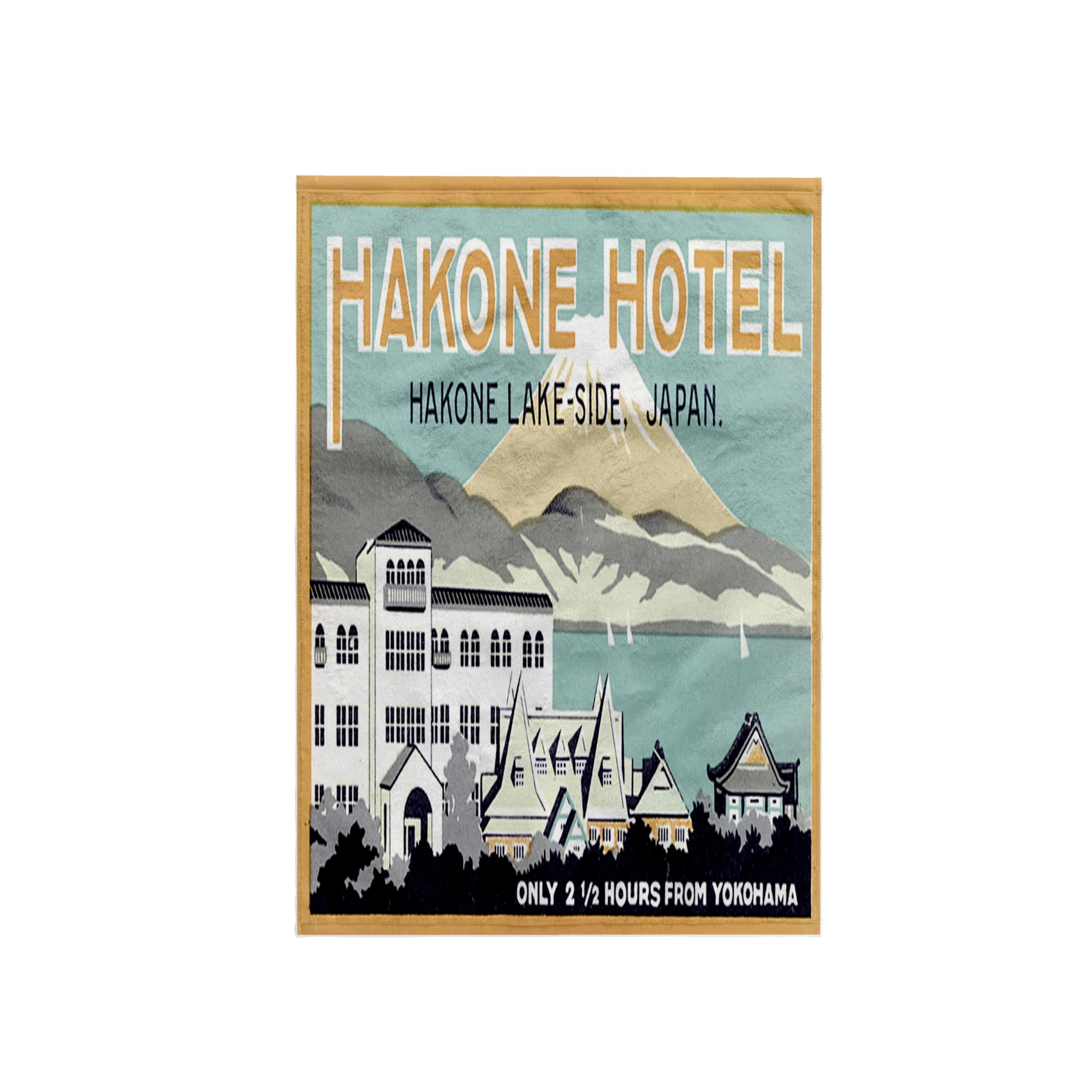 Vintage Japan Hakone Lake-Side 3D Rose Luggage Label Towel - 15