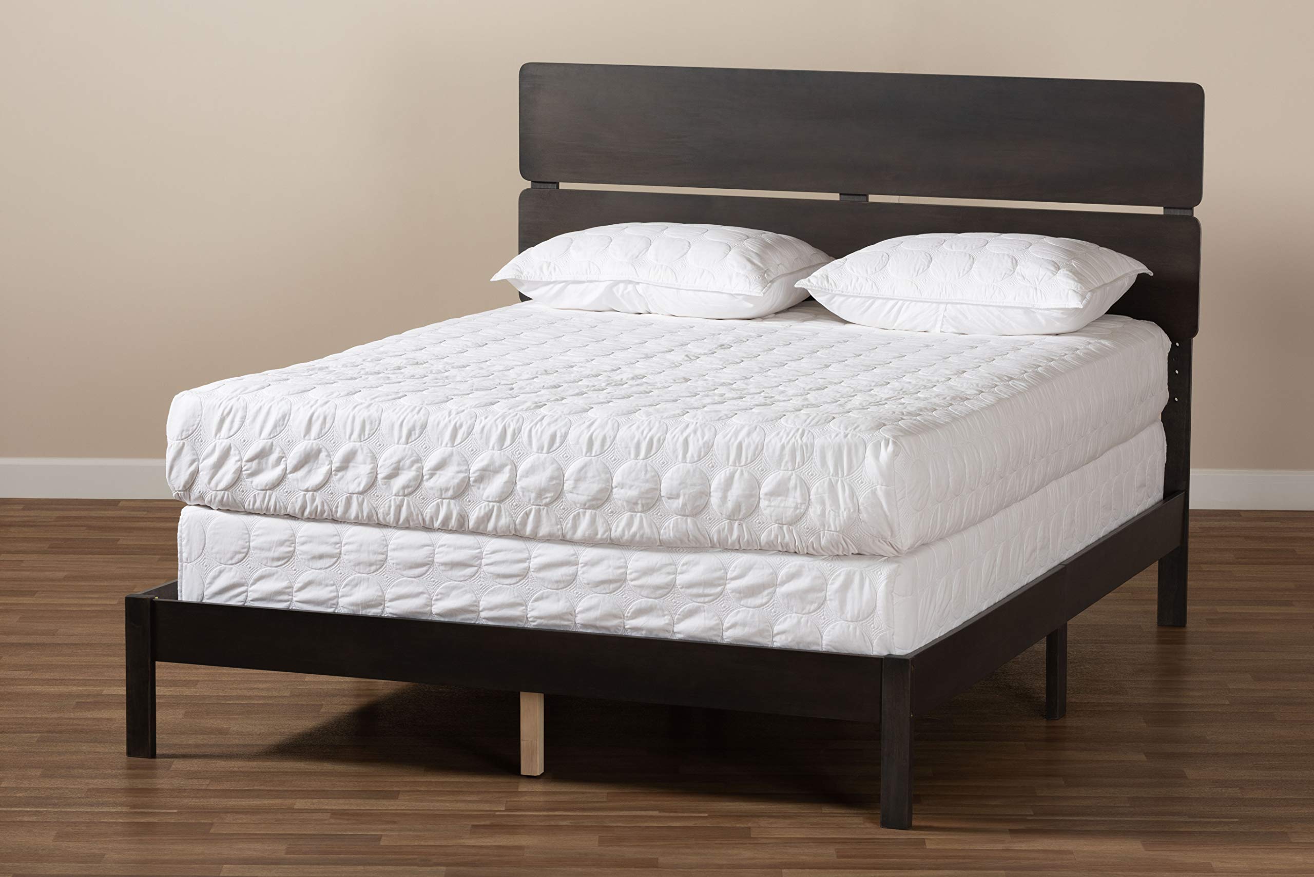 Baxton Studio King Size Bed Frame with Dark Greyish Oak Finish - Requires Box Spring - Perfect for Modern Bedrooms & Master Suites