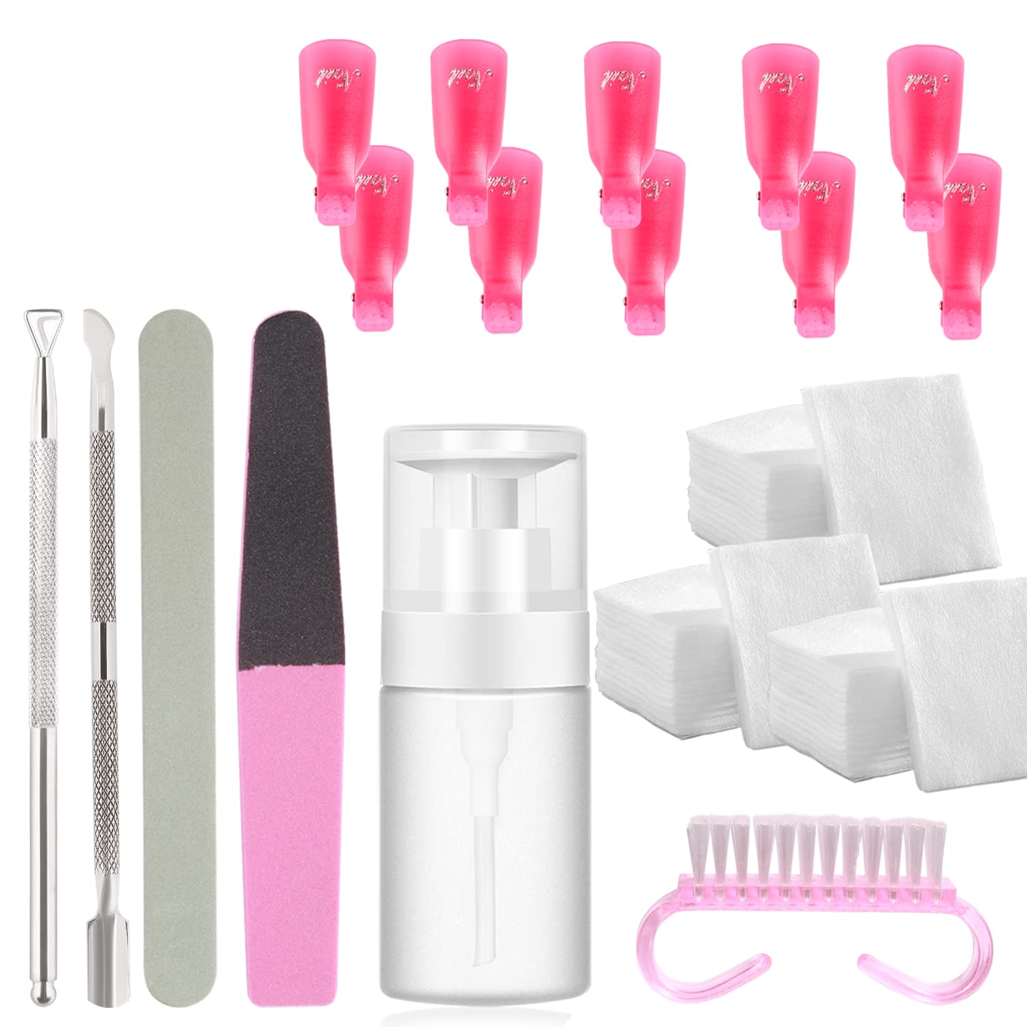 XILAZAB Professional Nail Polish & Gel Remover Tool Kit - 2-Piece Stainless Steel Cuticle Pusher & Nail Cleaner Set for At-Home Manicures & Salon Use