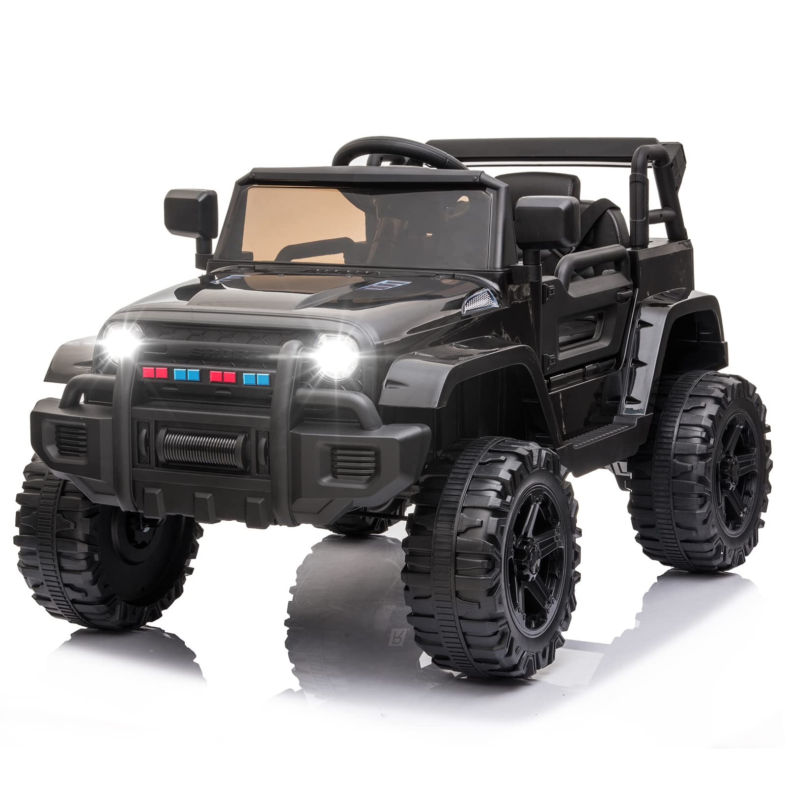 **VALUE BOX 12V Kids Electric Ride-On Truck with 2.4G Remote Control – 3 Speeds, Spring Suspension, LED Lights, Horn & Music Player – Safe for Ages 3-5 (Black) – Perfect for Outdoor Play, Birthday Gifts & Family Fun**