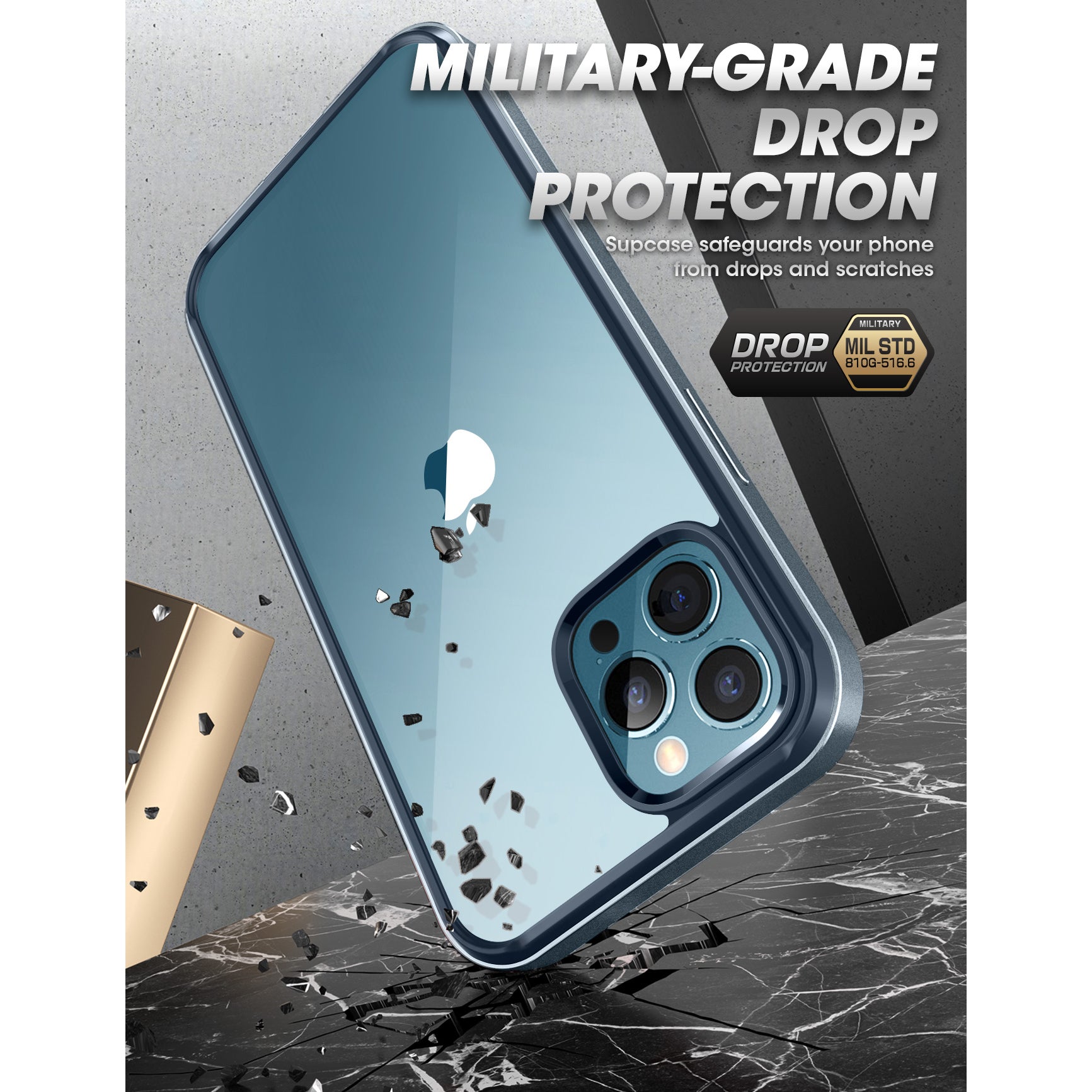 iPhone 13 Pro Max Case 6.7 Inch | Unicorn Beetle Edge Clear Bumper Protective Cover - Blue | Shockproof & Scratch Resistant for Daily Use, Work & Outdoor Activities