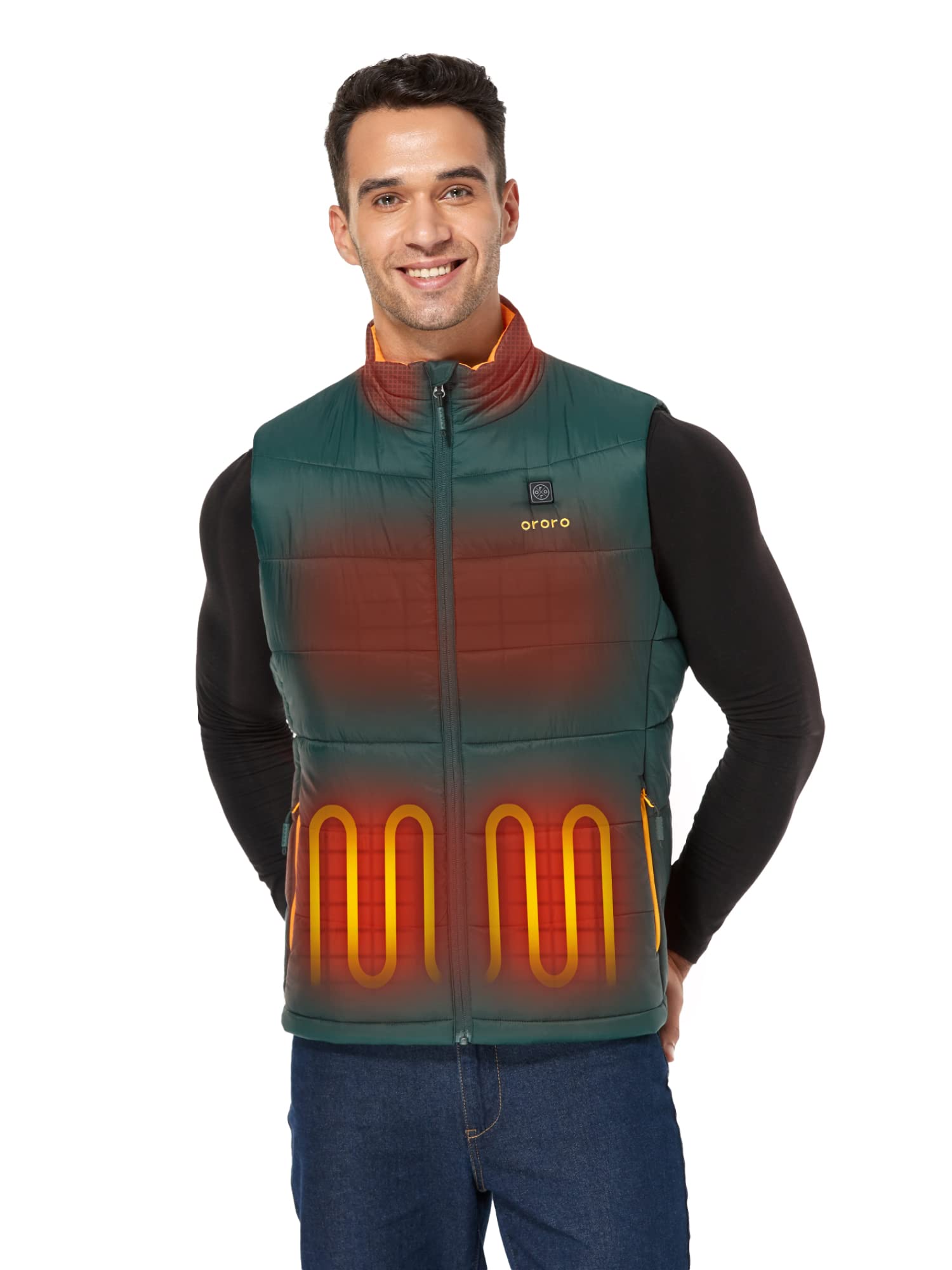 ORORO Men's Lightweight Heated Vest with Battery Pack - USB Rechargeable Winter Jacket for Outdoor Activities, Hunting, and Camping - Black (Charger Not Included)