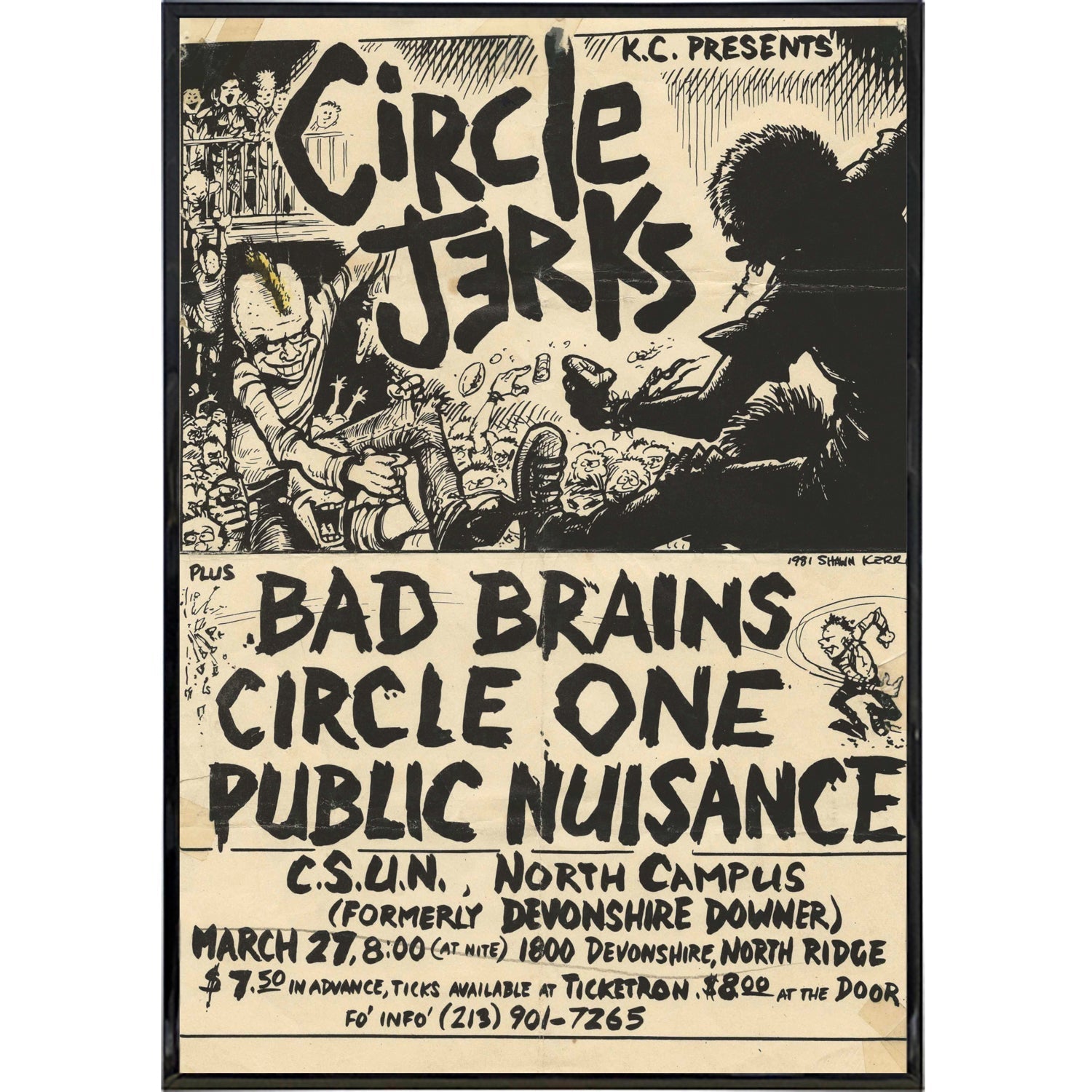Vintage Circle Jerks 1981 Concert Poster Print - Punk Rock Band Wall Art Decor for Music Fans & Collectors | Perfect for Home, Office, or Gift