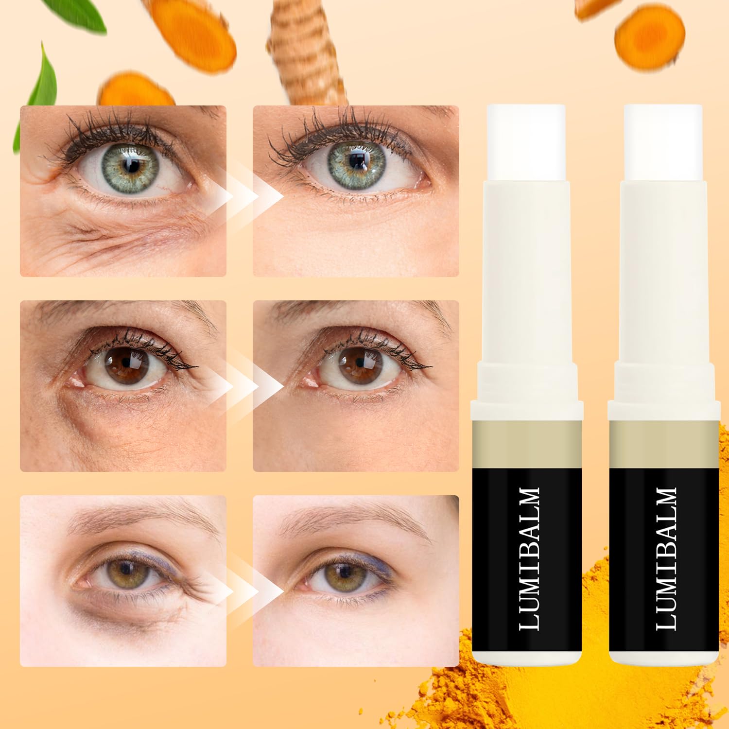 2PCS Lumistick Eye Balm Stick for Dark Circles, Puffiness & Wrinkles - Anti-Aging Under Eye Serum with Hydrating Formula - Reduces Fine Lines & Bags - Perfect for Night Routine & Travel Skincare