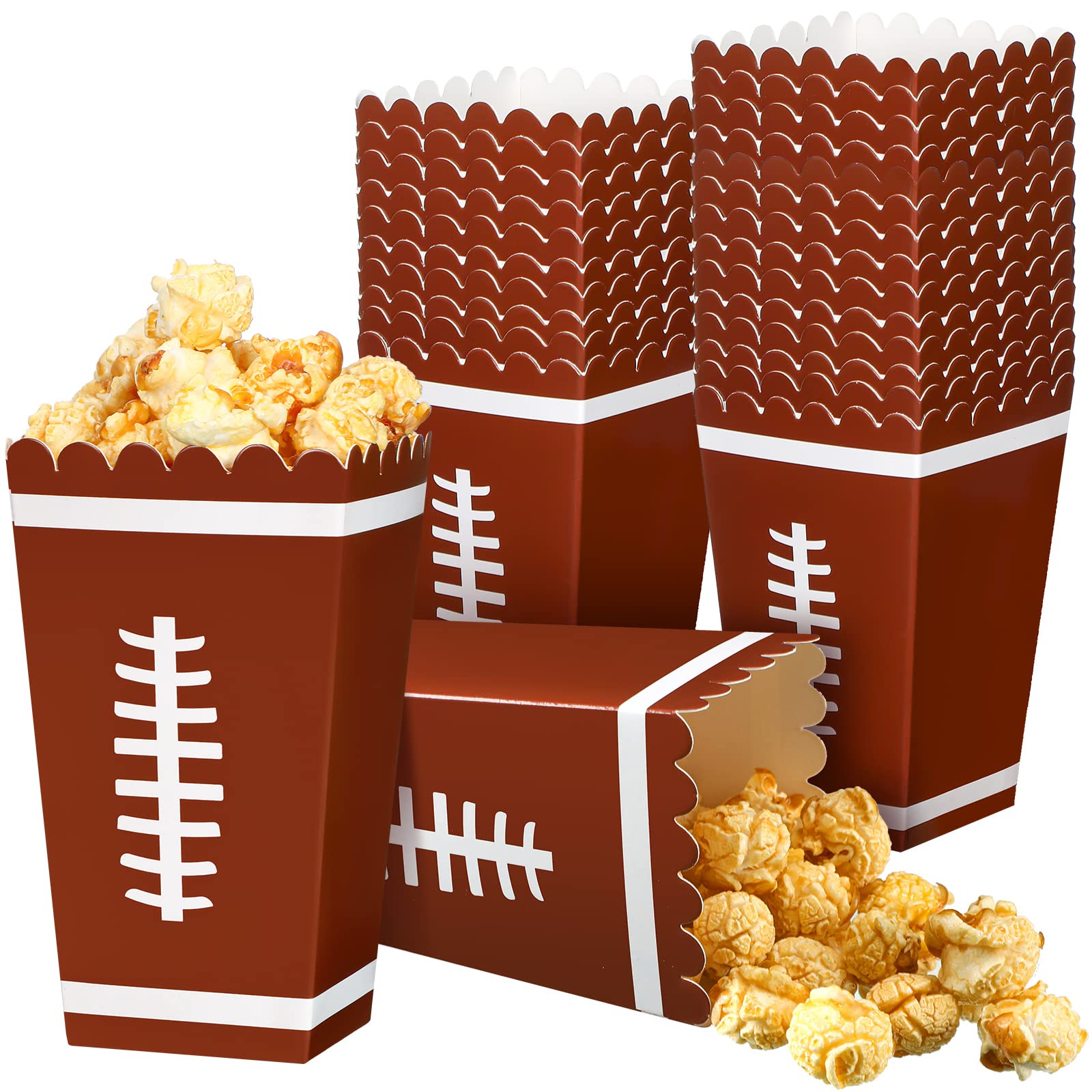 24 Pcs Football Themed Popcorn Boxes - Party Favors, Game Day Snack Containers for Sports Events, Movie Nights & Birthday Celebrations