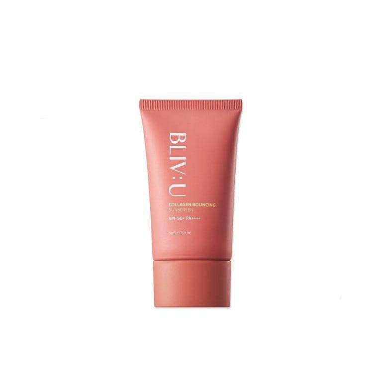BLIV:U Collagen Bouncing Sunscreen SPF50+ PA++++ 50ml - Hydrating Anti-Aging Face Sunscreen with Collagen for Daily UV Protection | Perfect for Outdoor Activities, Beach Days & Anti-Wrinkle Skincare Routine