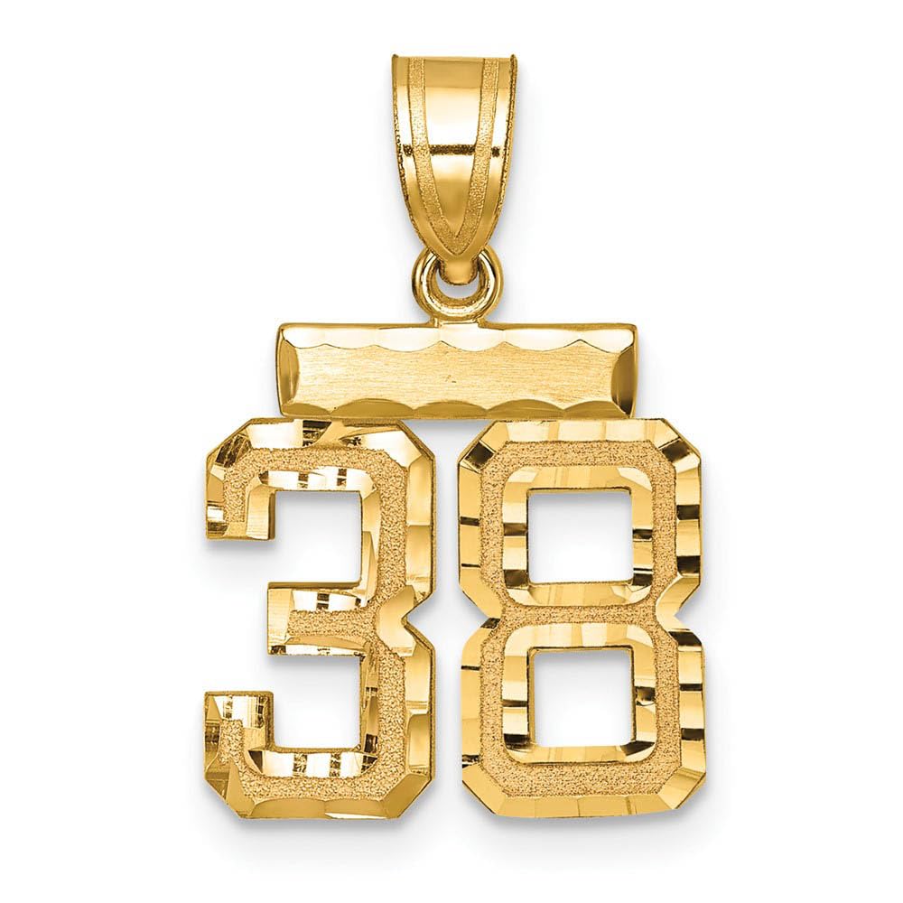 The Black Bow 14k Yellow Gold Varsity Collection Small D/C Pendant Number 38 - Perfect for Gifts & Special Occasions