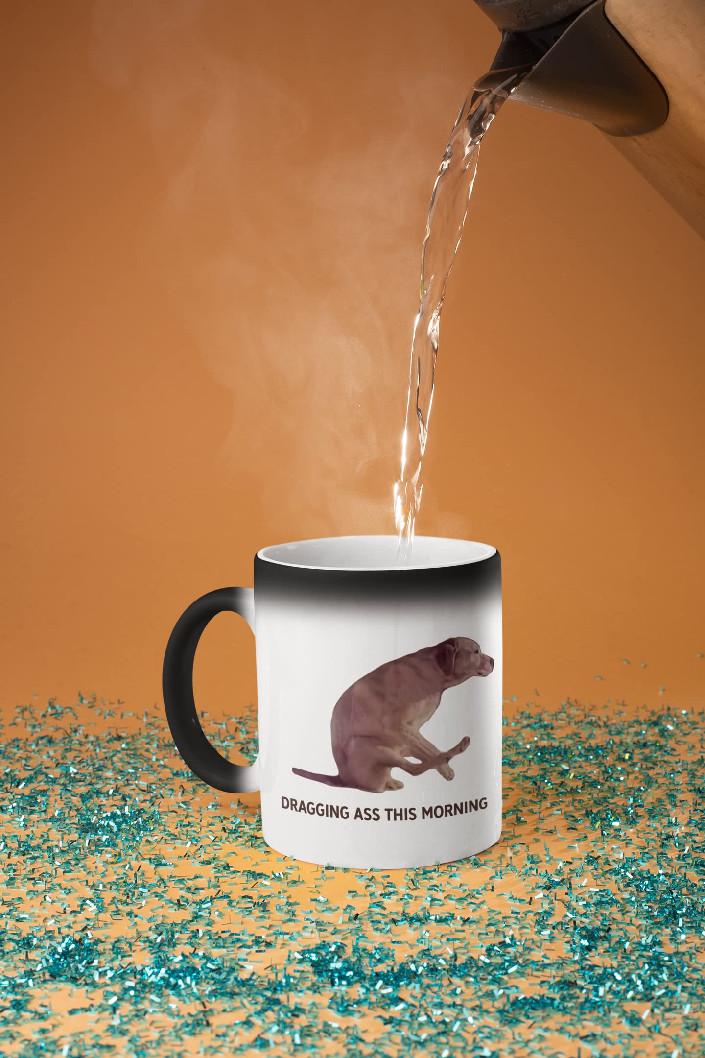 Funny Dog Coffee Mug - 'Dragging Ass This Morning' Ceramic Mug for Dog Lovers, Dog Dad & Mom Gift, 11oz & 15oz Color Changing Cup - Perfect for Coffee Lovers & Pet Owners - Great for Morning Coffee, Office Use & Dog-Themed Gifts