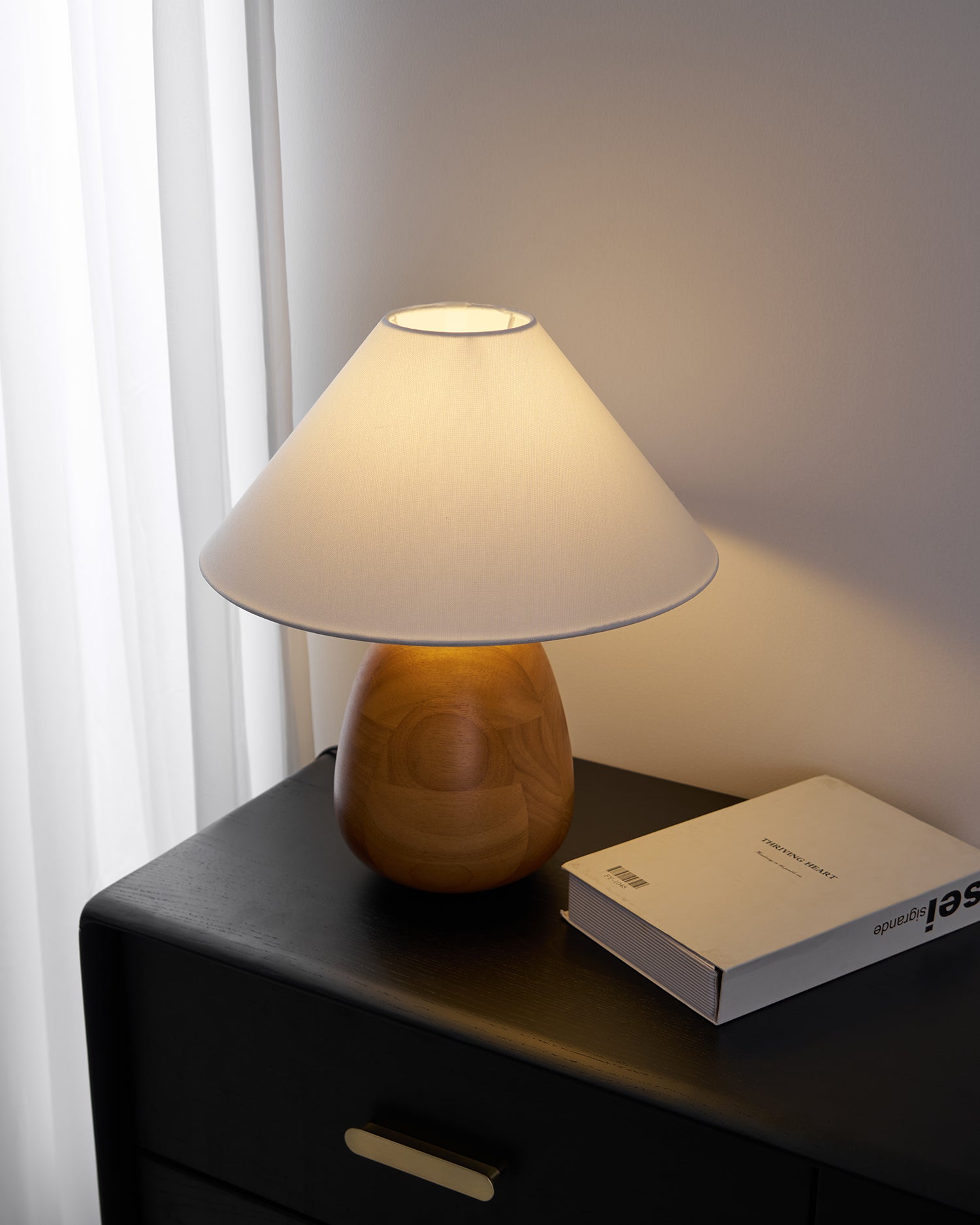 Stylish Irving Wood Table Lamp - Modern Home & Office Decor Lighting for Bedroom, Living Room, and Study - Warm Ambient Light for Reading & Relaxation