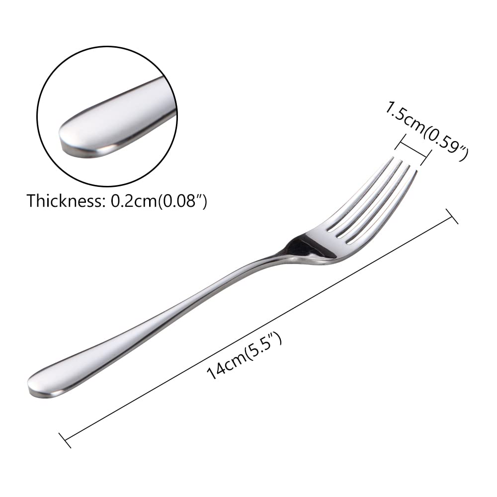 12-Piece Stainless Steel Dessert Forks Set - 5.5 Inch Mirror Finish Salad & Cake Forks for Home, Kitchen, Restaurant, Bar - Perfect for Parties, Events & Wedding Dessert Tables