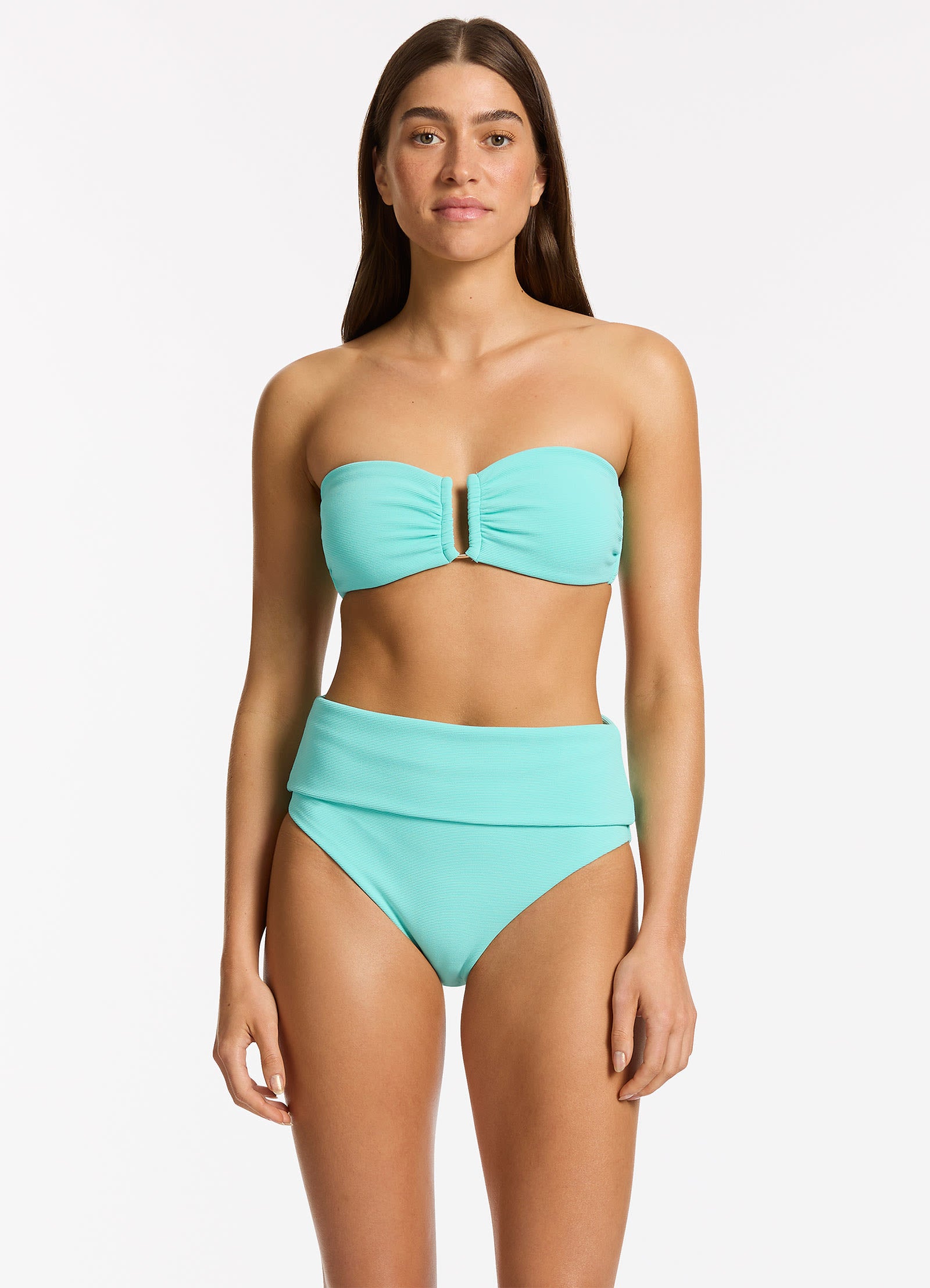 Isla Rib Fold Down High Waisted Bikini Bottom - Dolce Swimwear for Women | Beach Vacation, Pool Party & Summer Fashion