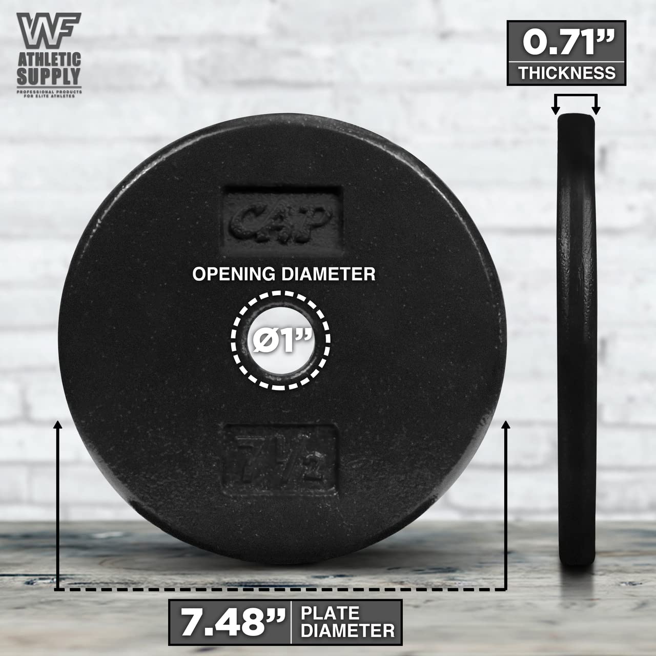 CAPHAUS Black Standard Solid Cast Iron Weight Plates - 1-inch Center Hole for Barbell & Dumbbell - 1.25LB to 50LB Options - Perfect for Home Gym, Strength Training & CrossFit Workouts