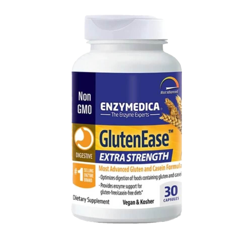 Enzymedica GlutenEase Extra Strength Digestive Enzyme Supplement - 30 Capsules for Gluten & Dairy Sensitivity - Supports Digestion After Meals for Active Lifestyles
