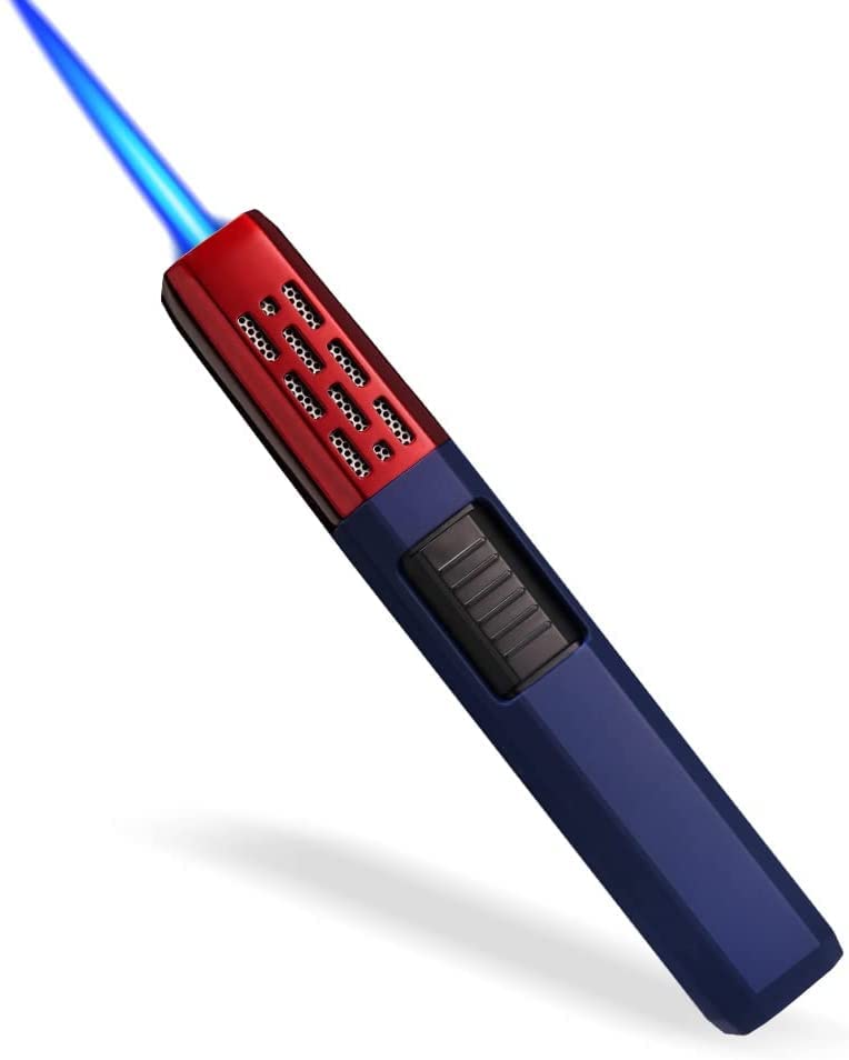 Refillable Butane Torch Lighter - Adjustable Jet Flame for BBQ, Camping & DIY (Blue)