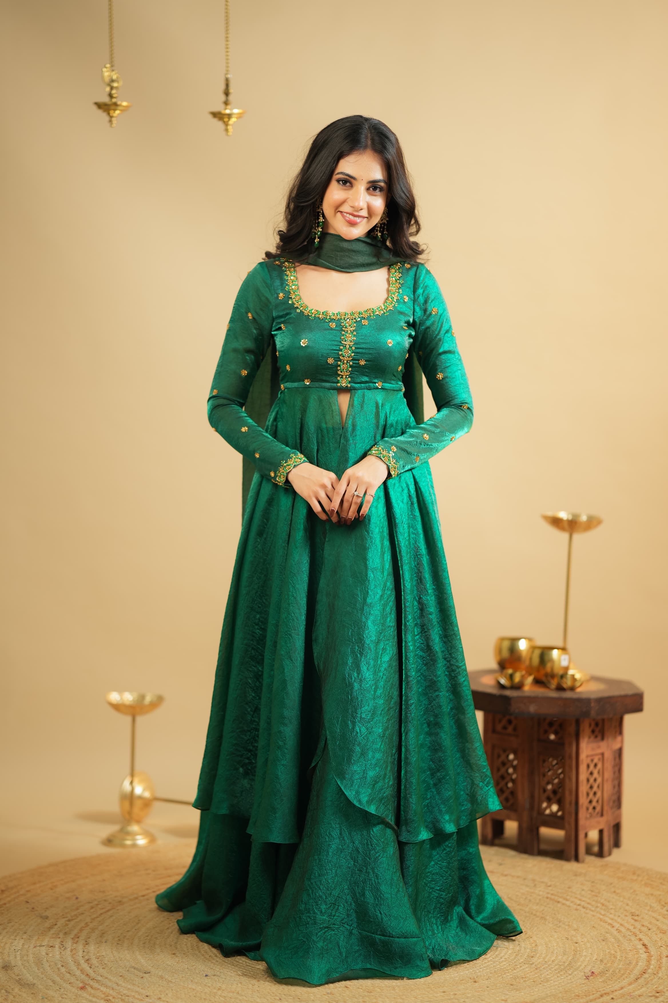 Akila Premium Designer Slit Anarkali Dress with Skirt - Elegant Indian Party Wear for Weddings & Festivals