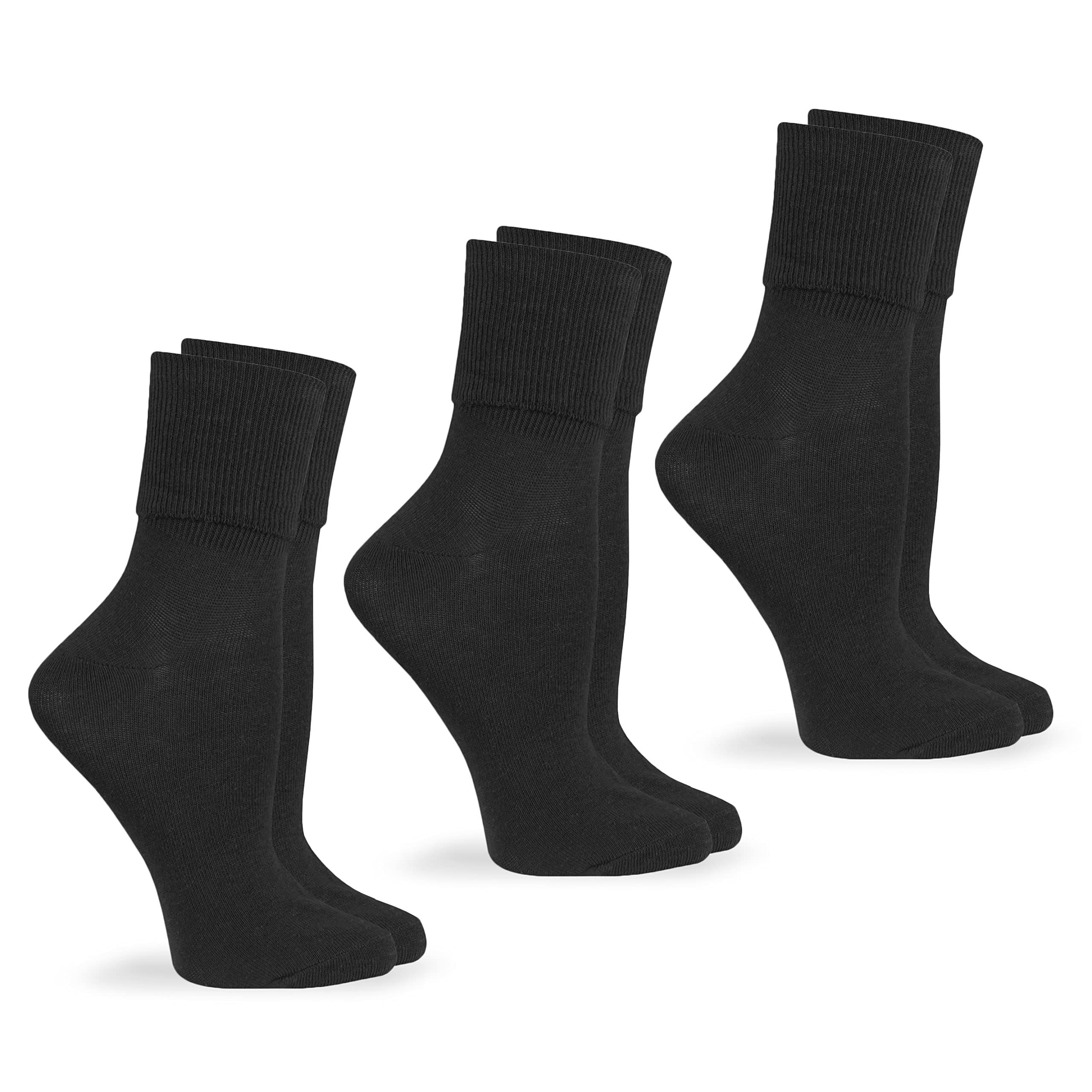Jefferies Women's Seamless Cotton Ankle Socks 3-Pack - Soft Turn Cuff Socks for Everyday Wear, Workouts & Casual Outfits