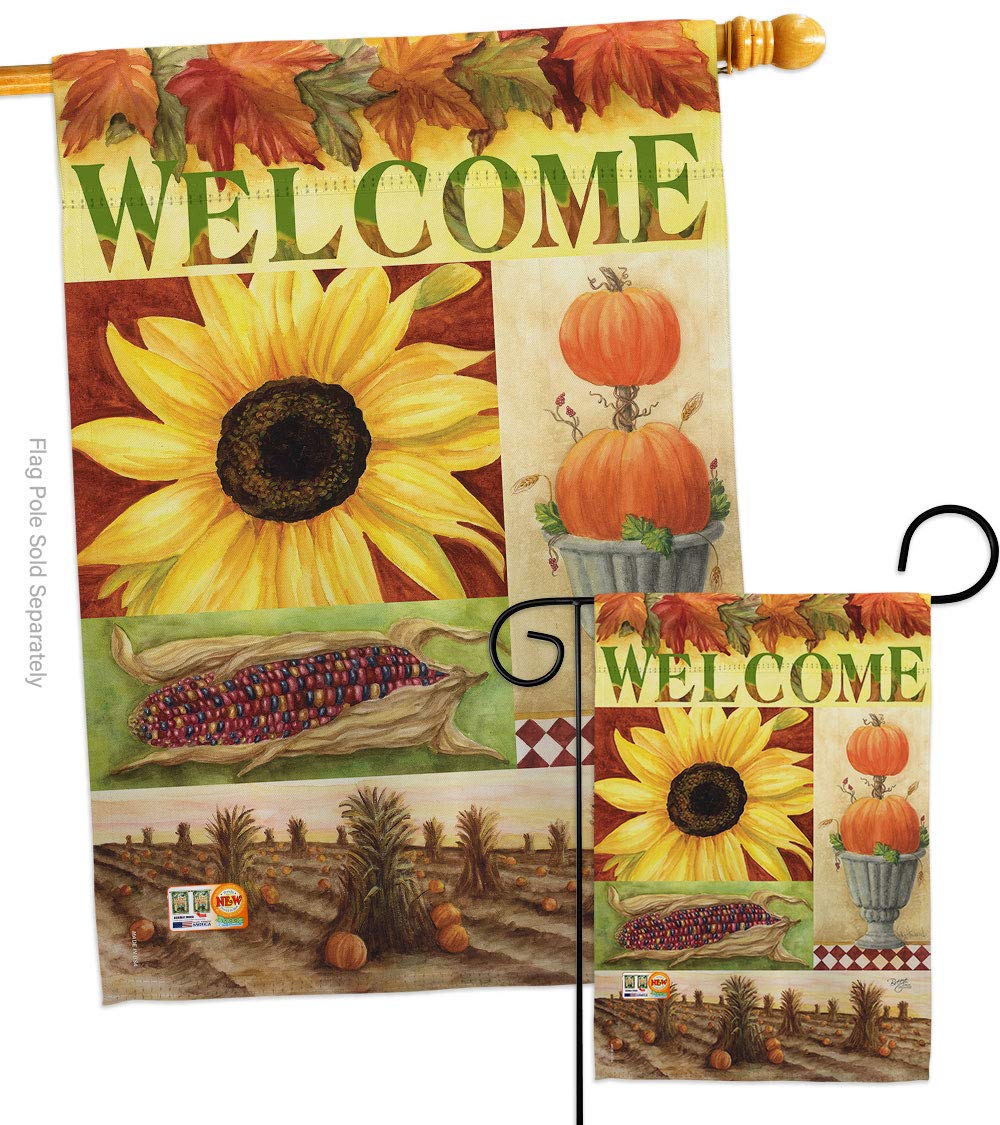 Sunflower Fall Harvest Vertical Flags Set - Home & Garden Decor for Autumn