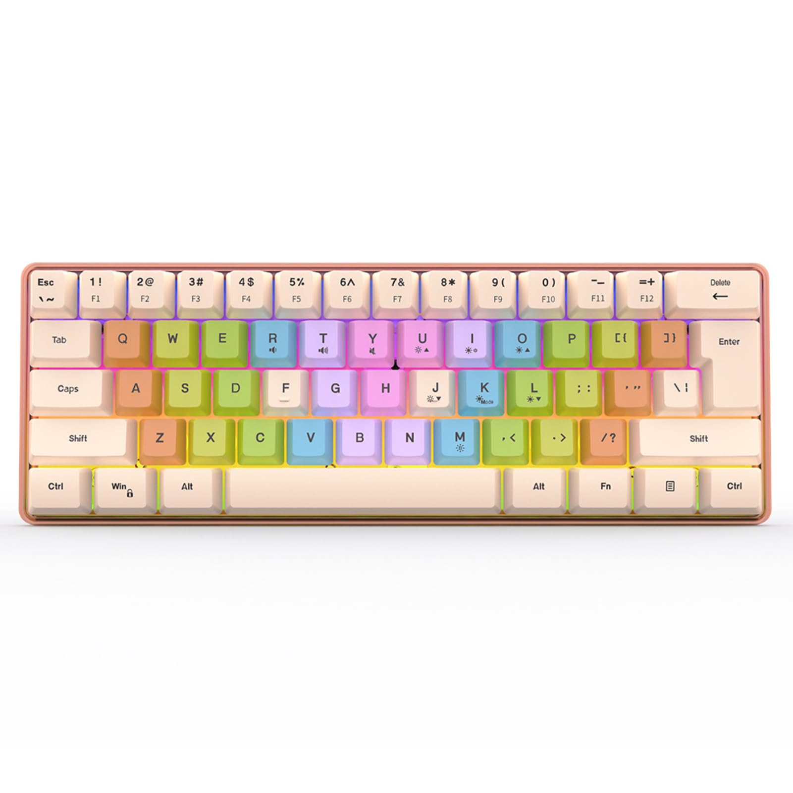 60% RGB Wired Mechanical Gaming Keyboard for Girls - Cute Apricot Color, Perfect for Gaming, Office & Typing