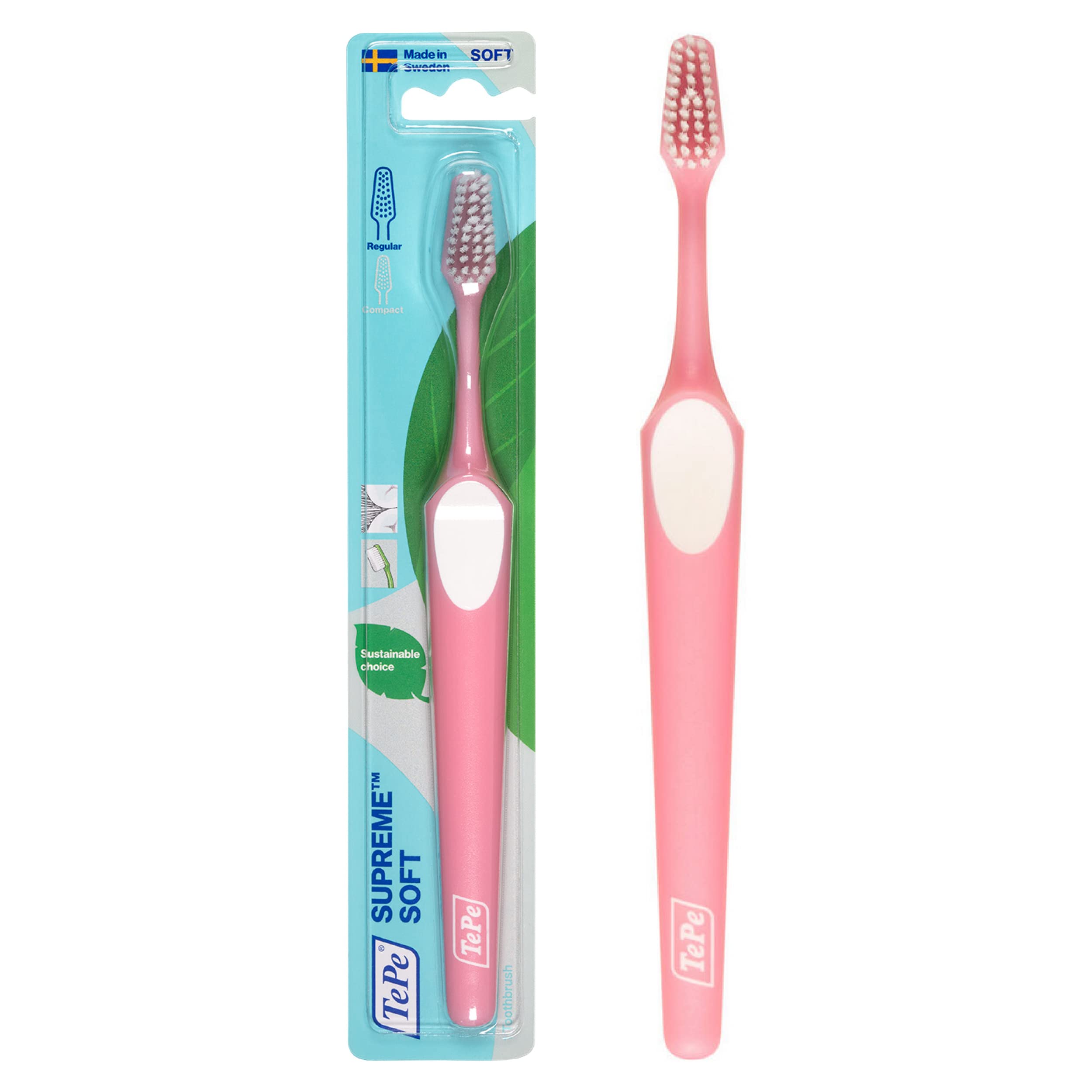 **TePE Supreme Soft Bristle Toothbrush for Sensitive Teeth & Gum Care – Tapered Brush Head, Gentle Cleaning for Adults, 1 Pack – Ideal for Daily Oral Hygiene & Travel**