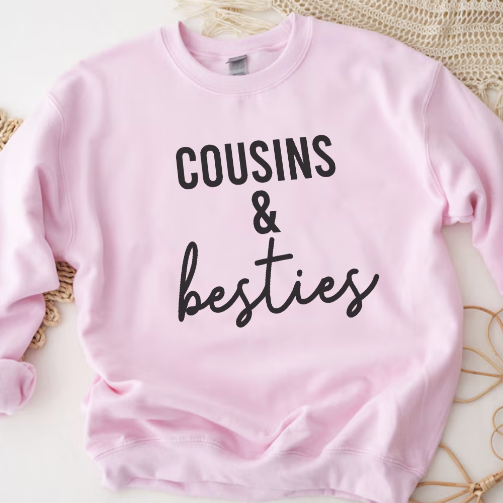 Cousins & Besties Matching Sweatshirts - Cute Couple Hoodies for Women - Perfect for Family Photos, Friendship Gifts & Twin Outfits
