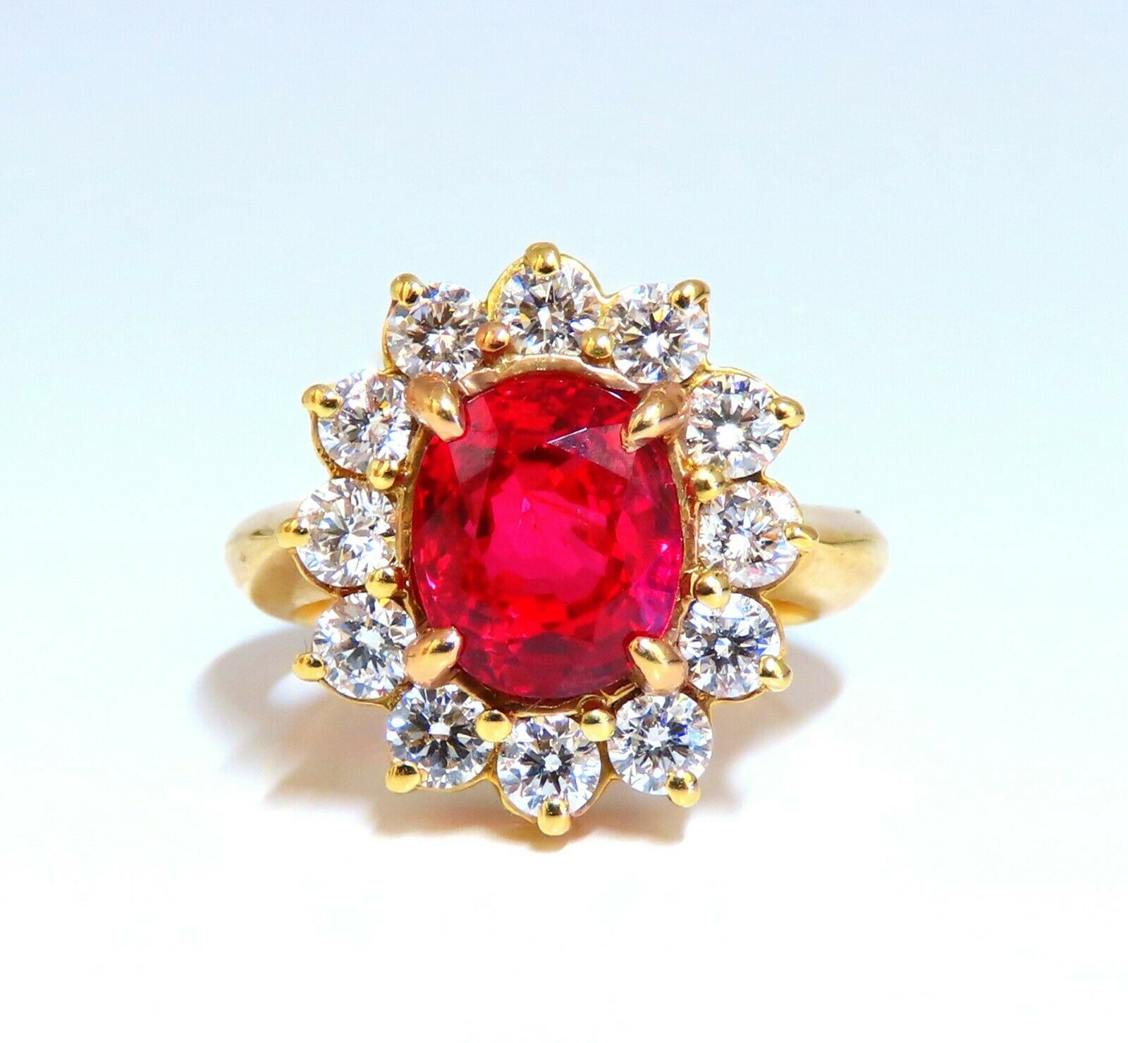 GIA Certified 4.04 Carat Natural Red Spinel Diamond Ring in 18K Gold - Unheated & Untreated Gemstone for Engagement, Anniversary & Special Occasions