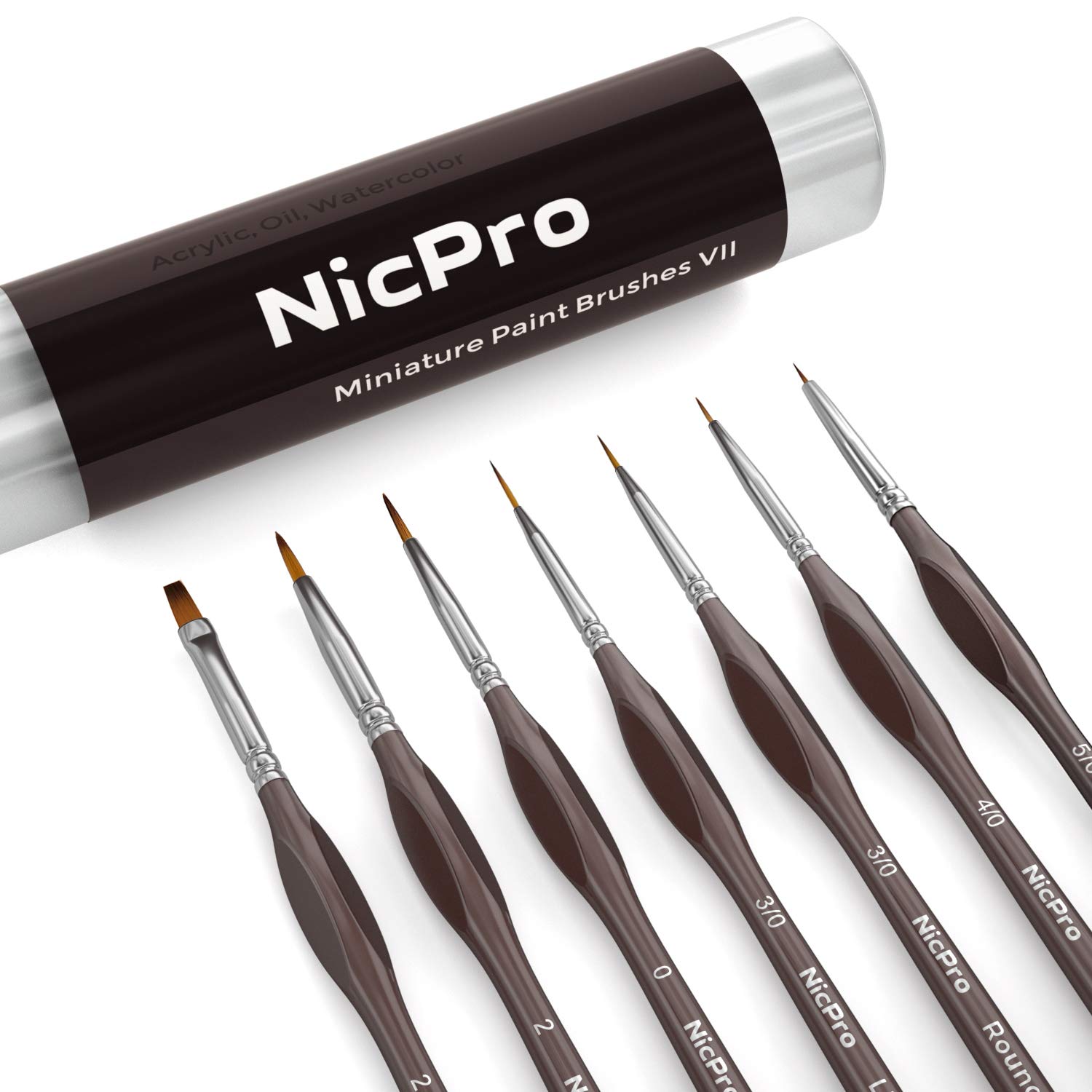 Nicpro Micro Detail Paint Brush Set - 7 PCS Fine Miniature Brushes for Acrylic, Watercolor, Oil & Paint by Number | Perfect for Rock Painting, Warhammer 40k, Figurines, Miniature Models & Crafts | Includes Convenient Brush Holder