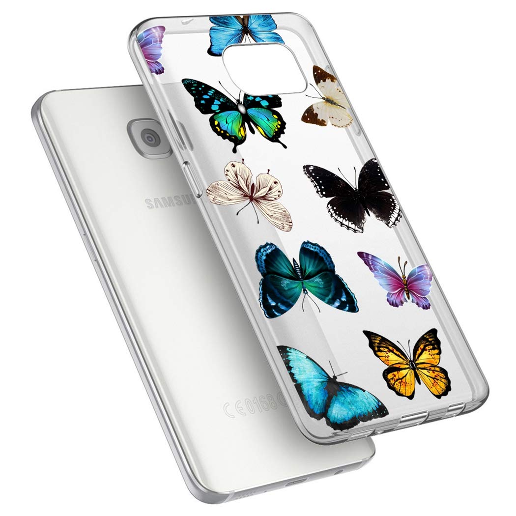 Samsung Galaxy S7 Phone Case for Women - Slim Shockproof Clear Floral TPU Protective Cover with Butterfly Design | Perfect for Everyday Use, Work & Travel
