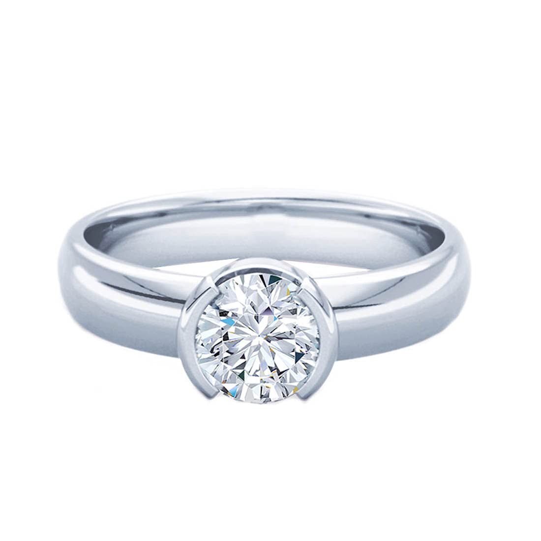 1.00ct Round Simulated Diamond Solitaire Engagement Ring - 14k Gold Plated Sterling Silver Wedding Band for Women - Anniversary, Proposal, Promise Ring - Perfect for Everyday Wear & Special Occasions