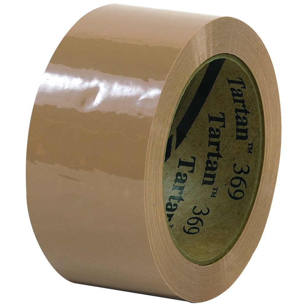 3M Tartan 369 General Purpose Hot Melt Packing Tape, 2 Inch x 110 Yards, 1.6 Mil Thick, Tan - Heavy Duty Shipping, Moving & Packaging Tape (36 Rolls) - Ideal for Box Sealing, Warehouse Use & Home Moving Supplies