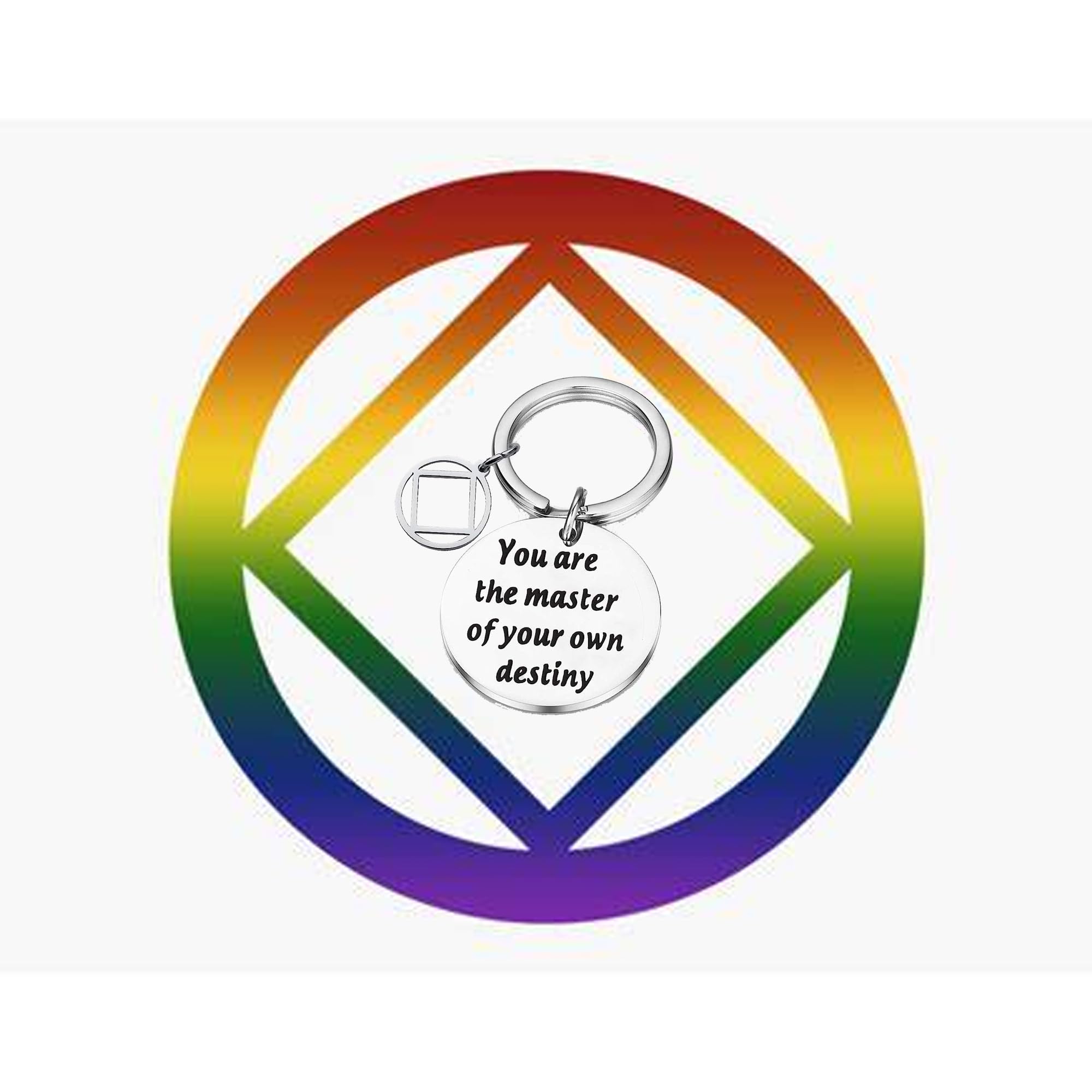 BAUNA Narcotics Anonymous Gifts - NA Sobriety Keychain with AA Symbol - 12 Step Recovery Gifts for Addiction Treatment & Support Groups - Perfect for Meetings, Anniversaries & Encouragement