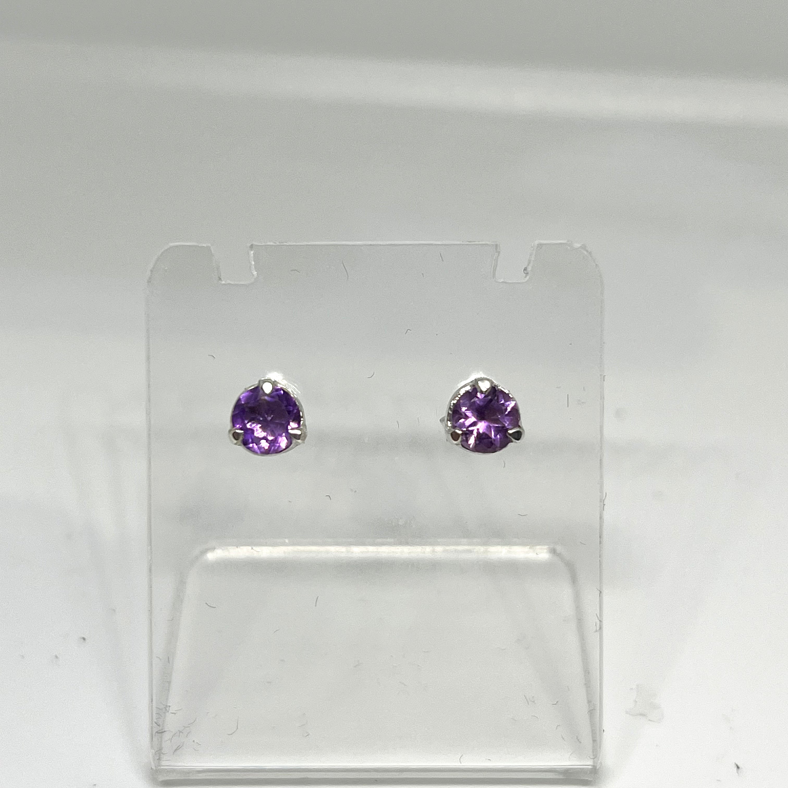 5mm Round Faceted Gemstone Stud Earrings - 3 Prong Set (PSE005) | Elegant & Durable for Daily Wear, Parties & Gifts