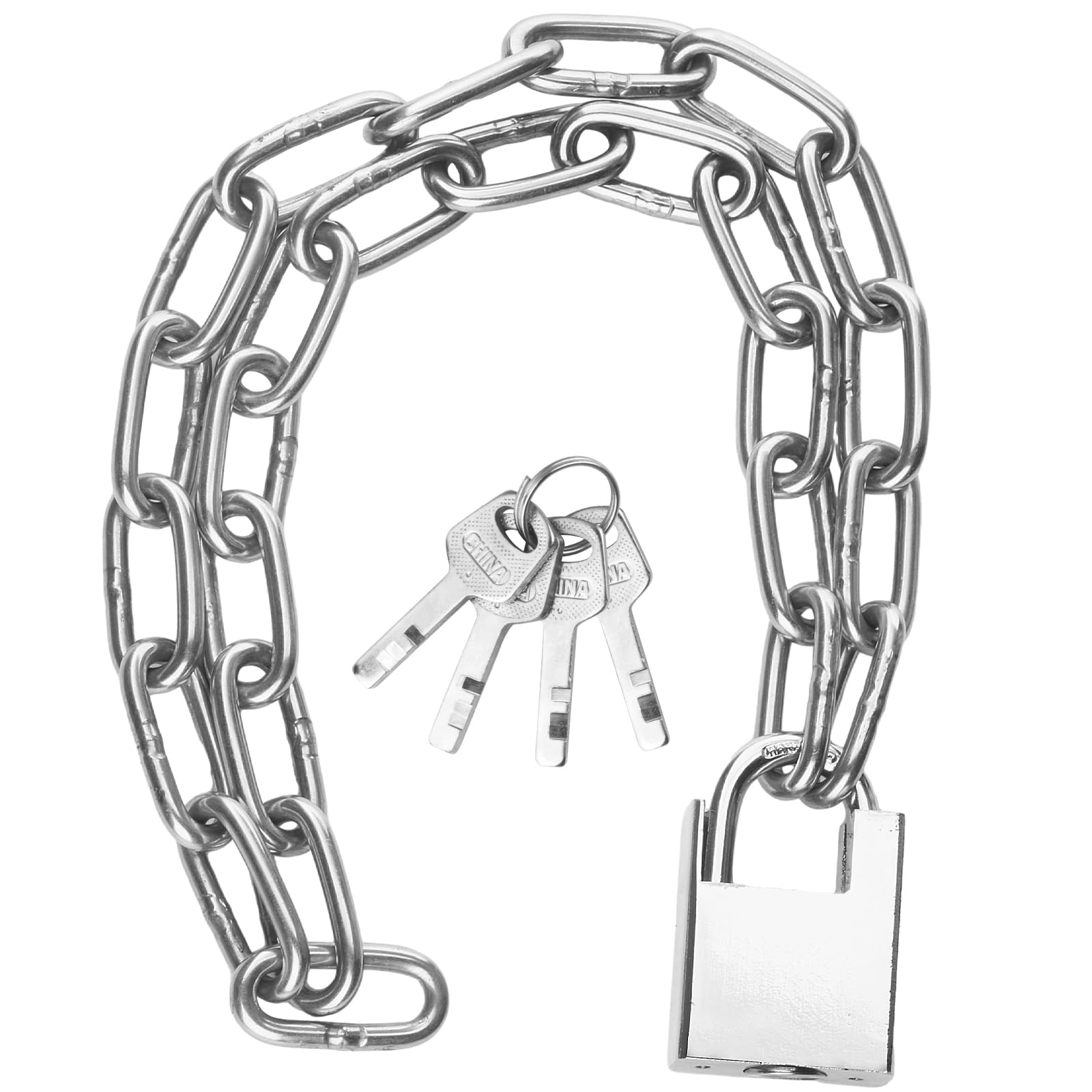 40 Inch 1 Meter Heavy Duty Bicycle Chain Lock - High Security Stainless Steel Motorcycle Lock with Anti-Cut Padlock & 2 Keys - Theft Proof for Bikes, Scooters, Garage Doors, Fences & Outdoor Security