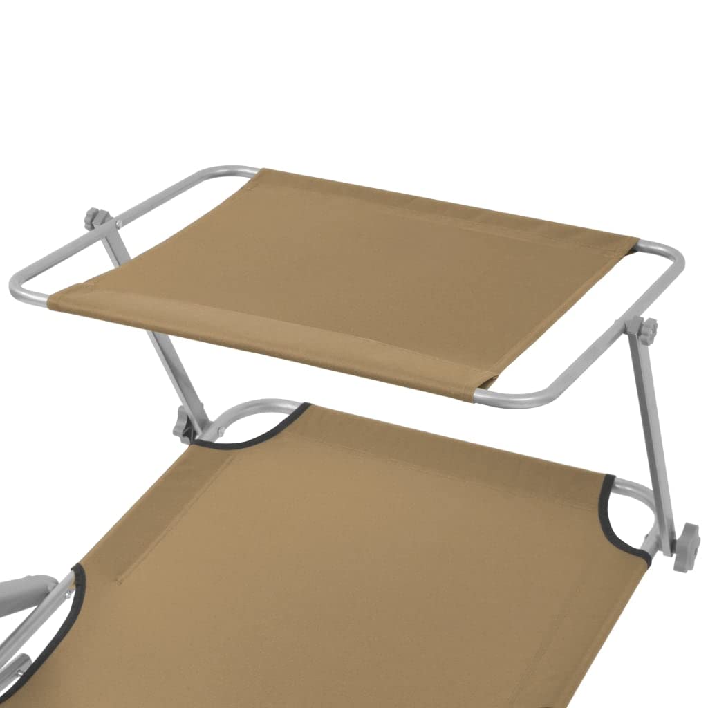 **Premium Adjustable Sun Lounger with Canopy - Foldable Outdoor Chaise Lounge Chair for Poolside, Deck & Backyard - Steel Taupe Garden & Pool Furniture (Ideal for Relaxing, Sunbathing & Outdoor Lounging)**