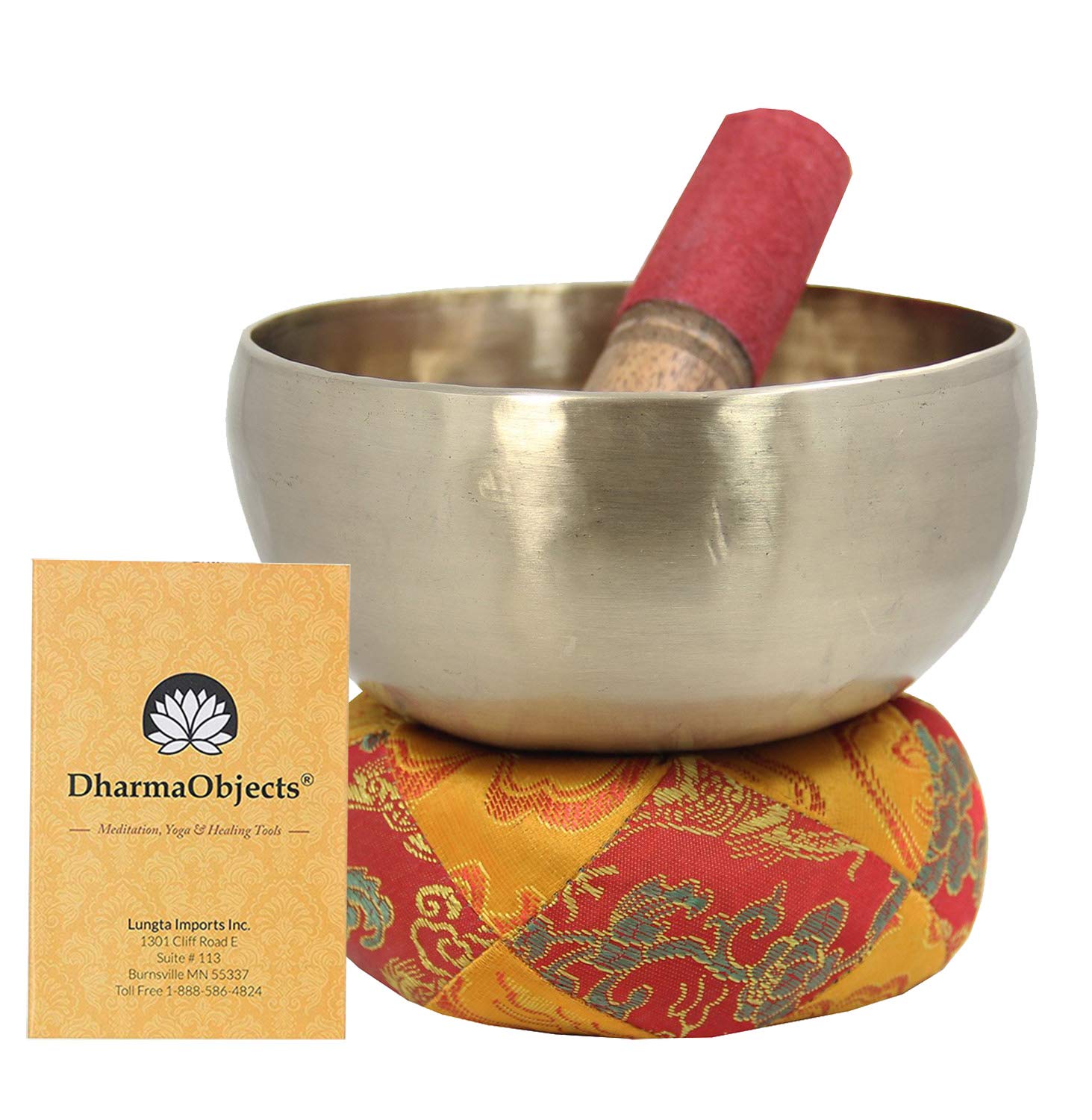 DharmaObjects Hand Hammered Zen 5 Inch Singing Bowl Set with Mallet & Cushion - Meditation, Yoga, Sound Healing & Relaxation Therapy Accessories