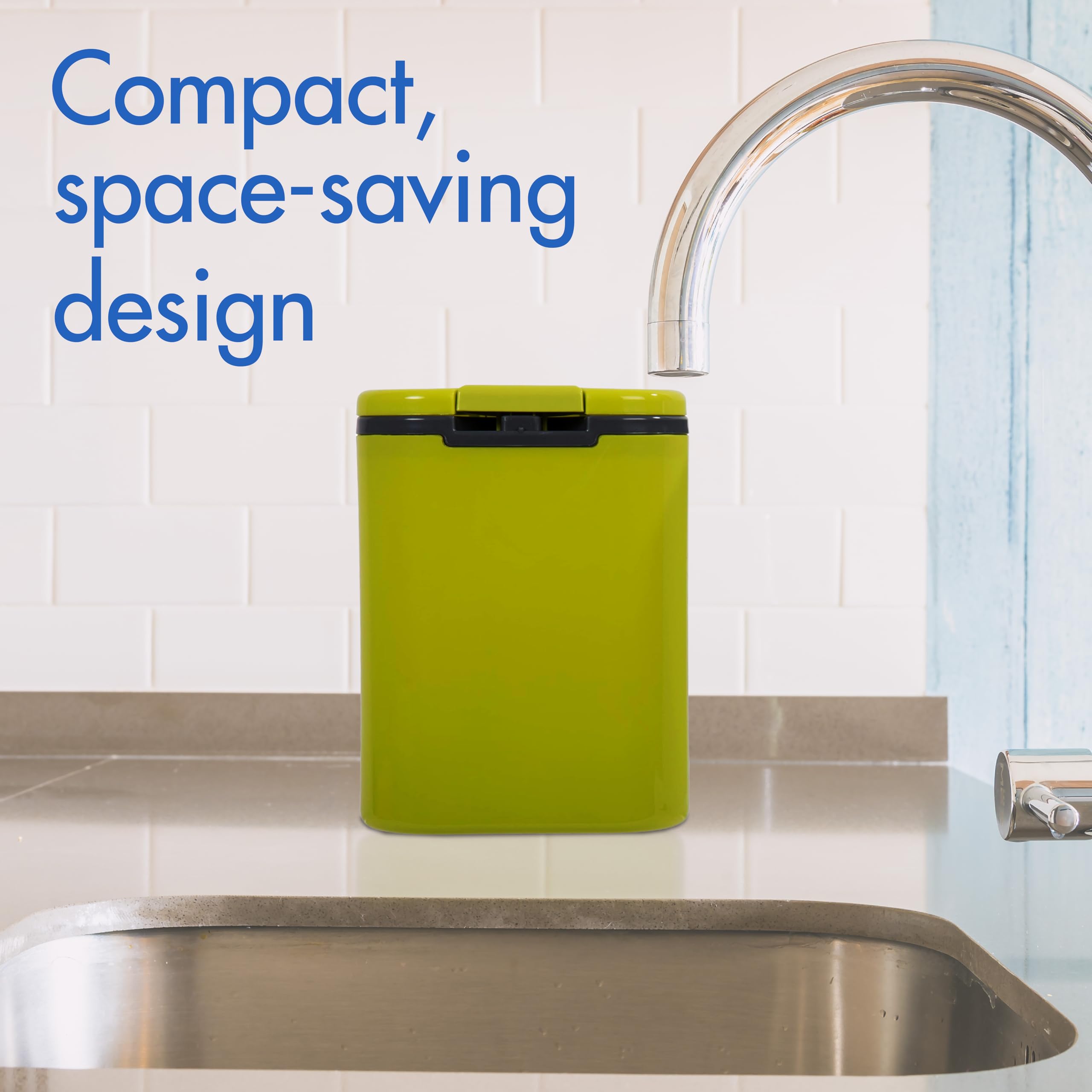 Eco-Friendly Compost Bin for Kitchen - 2L Compact Odor-Free Food Waste Recycling Container with One-Touch Lid, Green (5