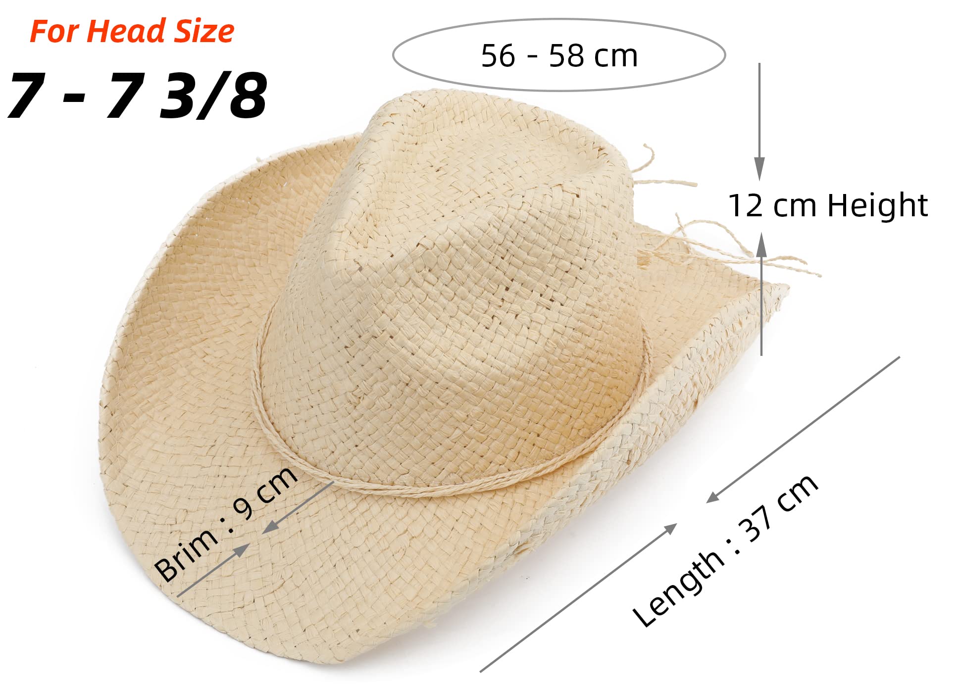 Stylish Cowboy Hat for Women & Men - Western Sun Straw Cowgirl Hat in Multiple Colors - Perfect for Rodeo, Country Music Festivals & Outdoor Adventures