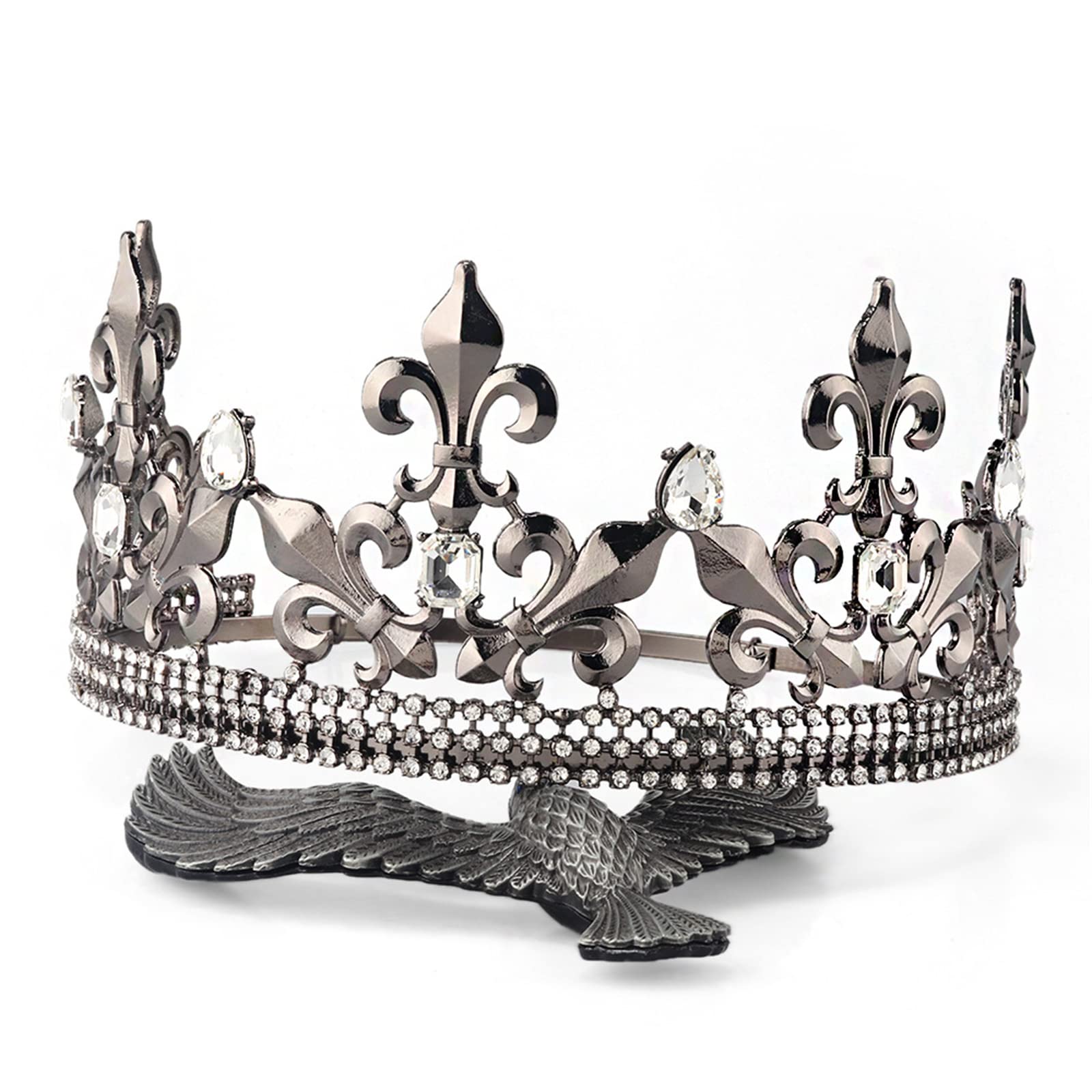 Adjustable Black King Crown for Men & Boys - Royal Tiara Headband for Prom, Parties & Costume Accessories | Perfect for Medieval Themes, Halloween & Cosplay Events