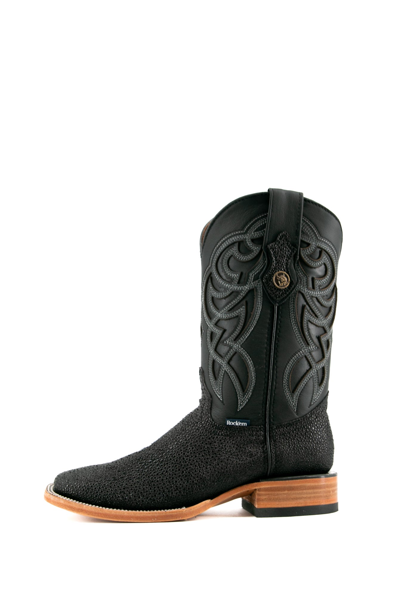 Premium Stingray Leather Square Toe Cowboy Boots for Men - Western Riding, Country Fashion & Outdoor Work Boots
