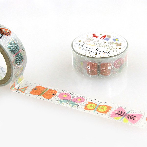 Shinzi Katoh Butterfly Washi Tape - Decorative Japanese Paper Tape for Scrapbooking, Journaling, Gift Wrapping & DIY Crafts