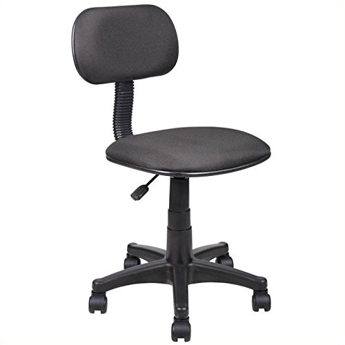Pemberly Row Black Fabric Adjustable Steno Task Office Chair - Ergonomic Support for Home Office, Study & Workspace