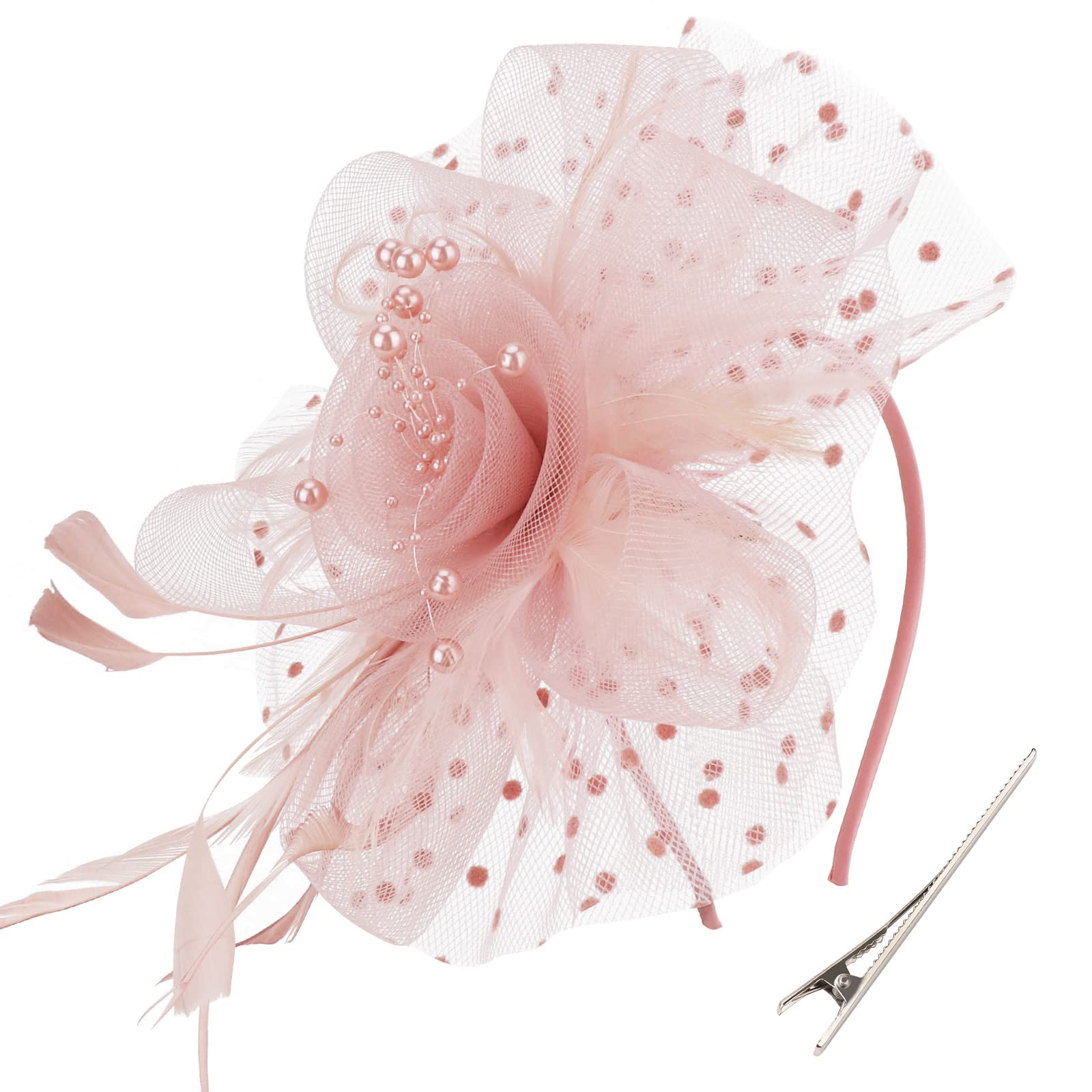 Elegant Women's Kentucky Derby Fascinator Hats with Flower, Headband & Clip - Tea Party Headwear for Women & Girls - Perfect for Weddings, Races & Special Occasions