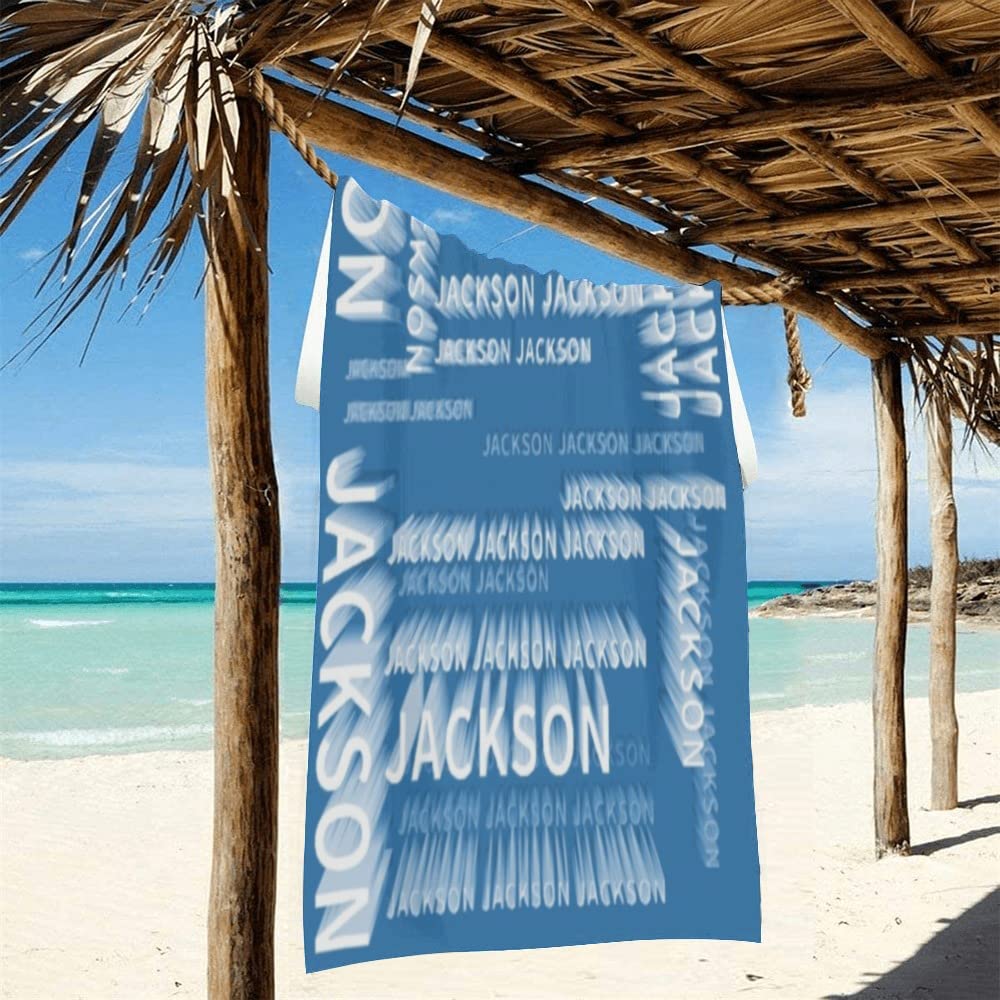 Dr.TOUGH Personalized Beach Towels with Name - Customized Large Soft Quick-Dry Towels for Adults, Kids, Couples & Family (Blue) - Perfect for Pool, Beach, Vacation & Summer Outings