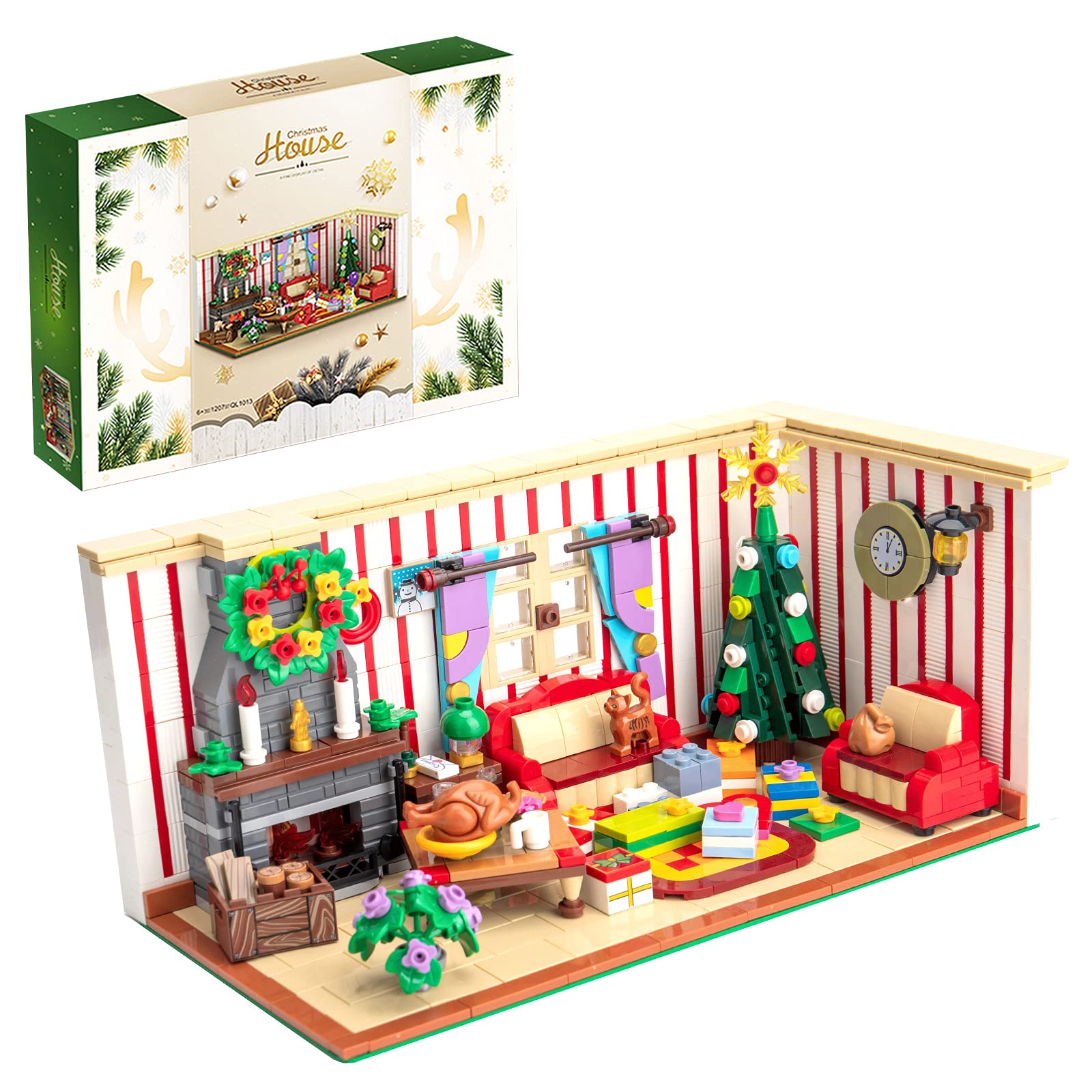 1208+ Pcs Christmas House Model Building Blocks - Compatible with Lego - Perfect for Holiday Decorations, Gift Giving & Creative Play