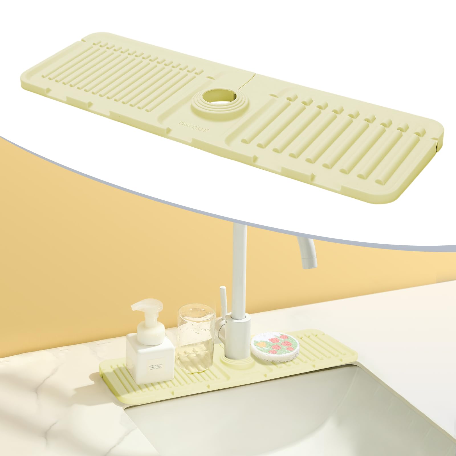 Premium Silicone Kitchen Sink Splash Guard & Faucet Drip Catcher - 17.5