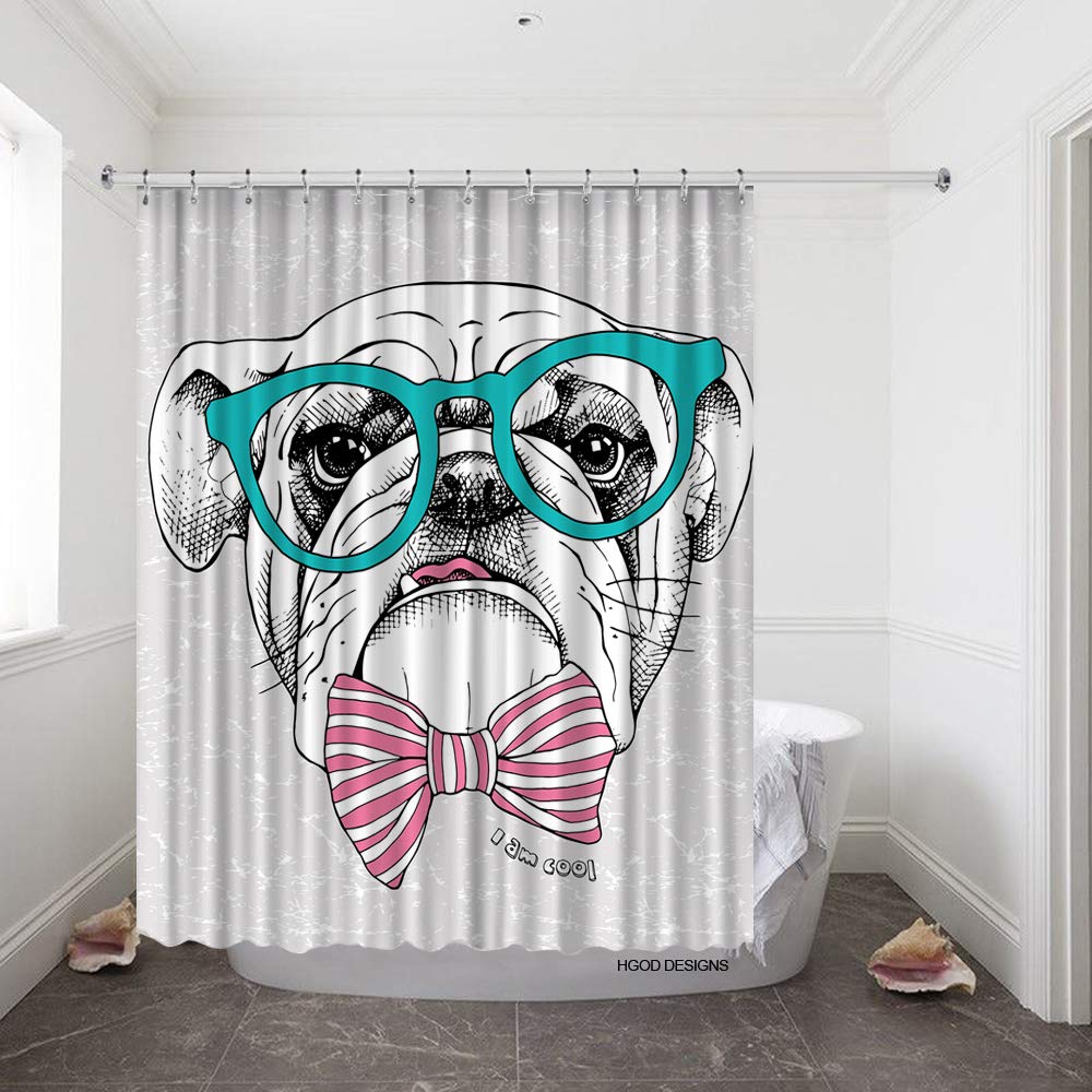 HGOD DESIGNS Bulldog Shower Curtain Set - 72